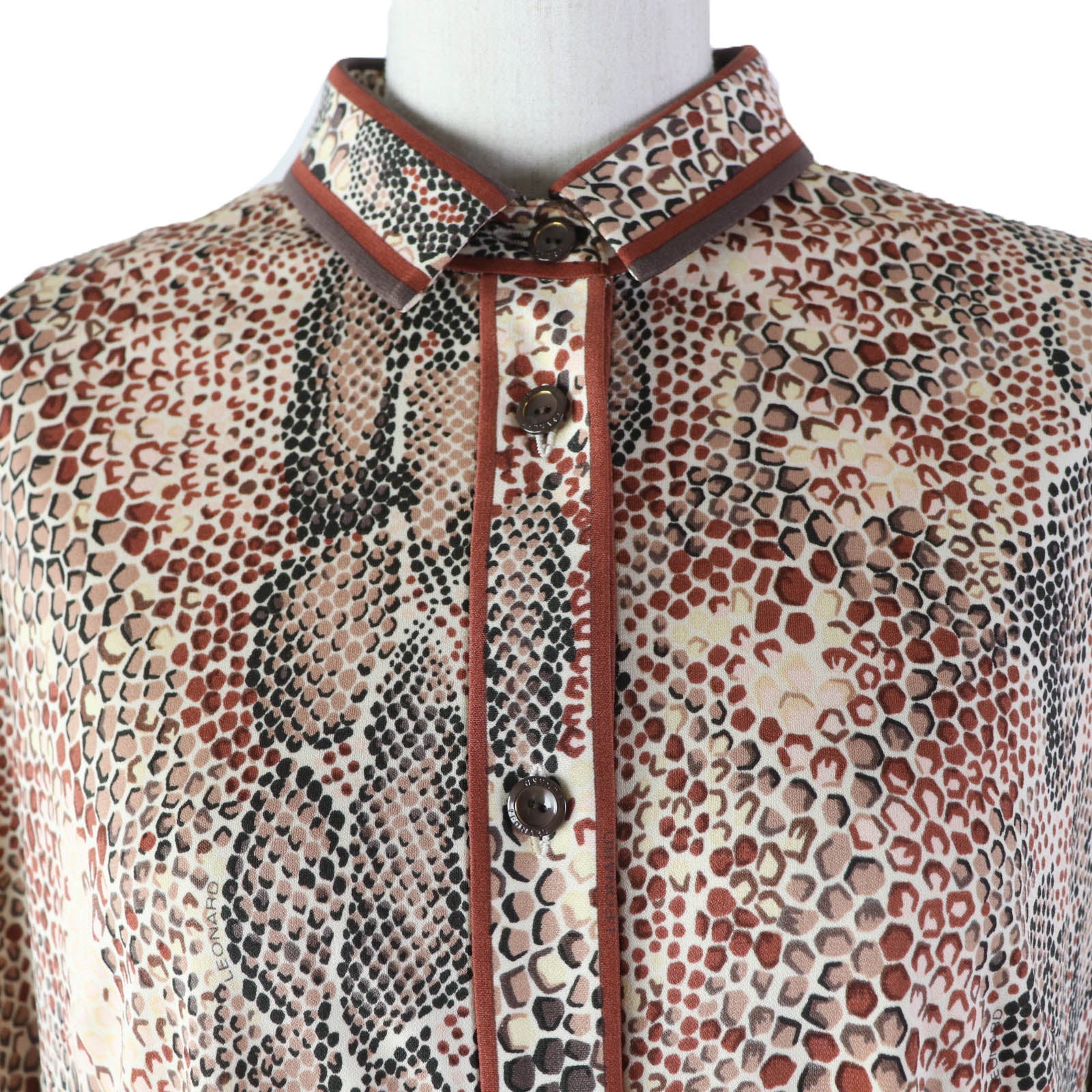 LEONARD Python Print Long Sleeve Blouse