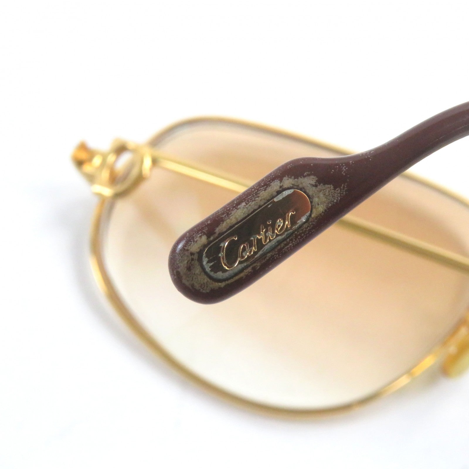 Cartier Trinity Logo Teardrop Sunglasses Gold Brown