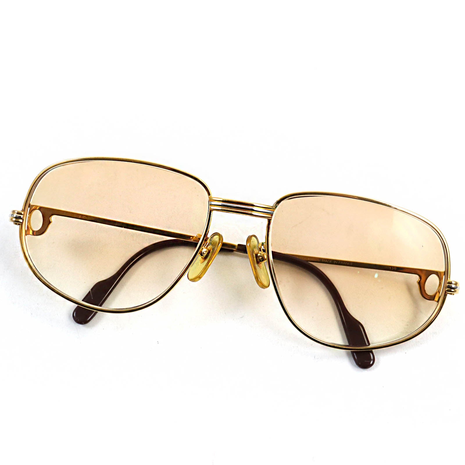 Cartier Trinity Logo Teardrop Sunglasses Gold Brown