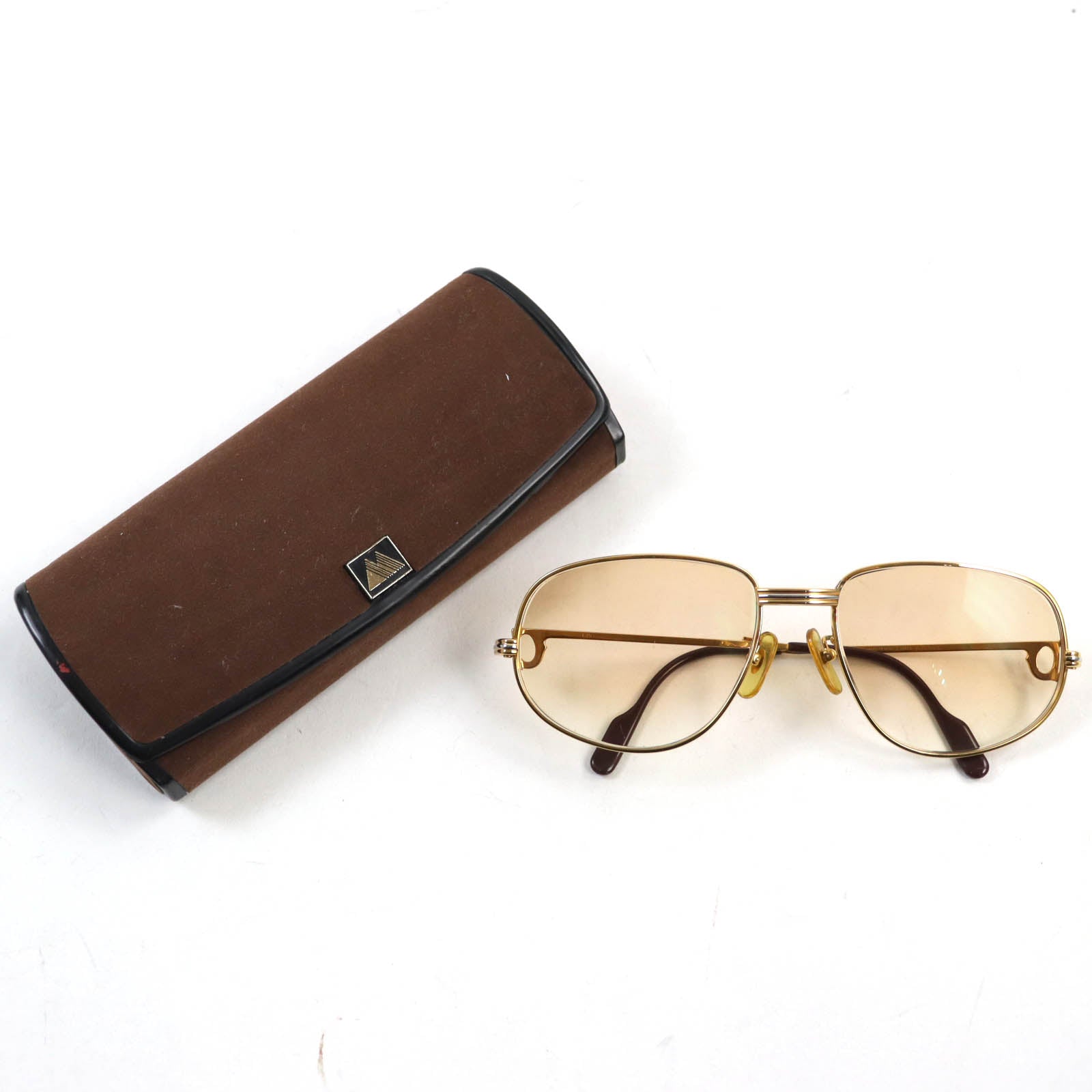 Cartier Trinity Logo Teardrop Sunglasses Gold Brown