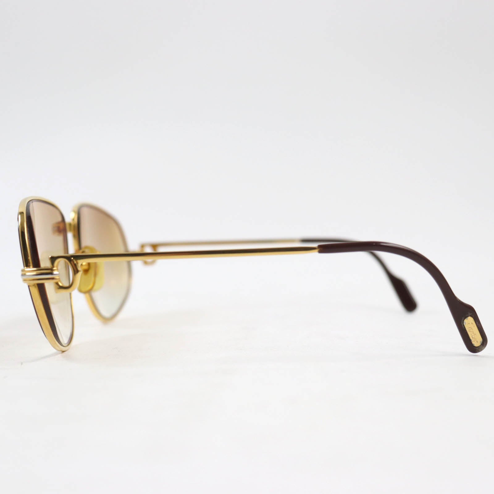 Cartier Trinity Logo Teardrop Sunglasses Gold Brown