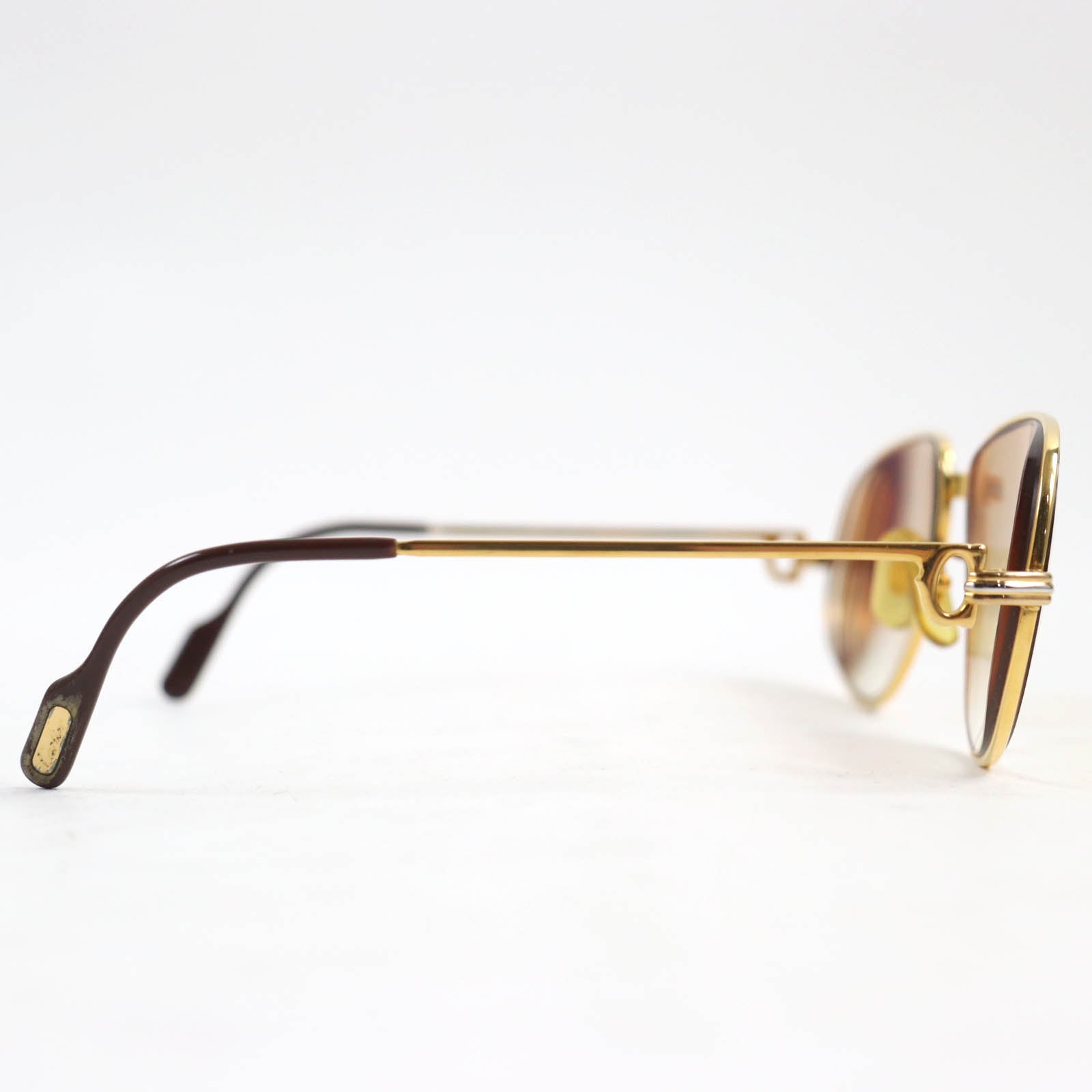 Cartier Trinity Logo Teardrop Sunglasses Gold Brown