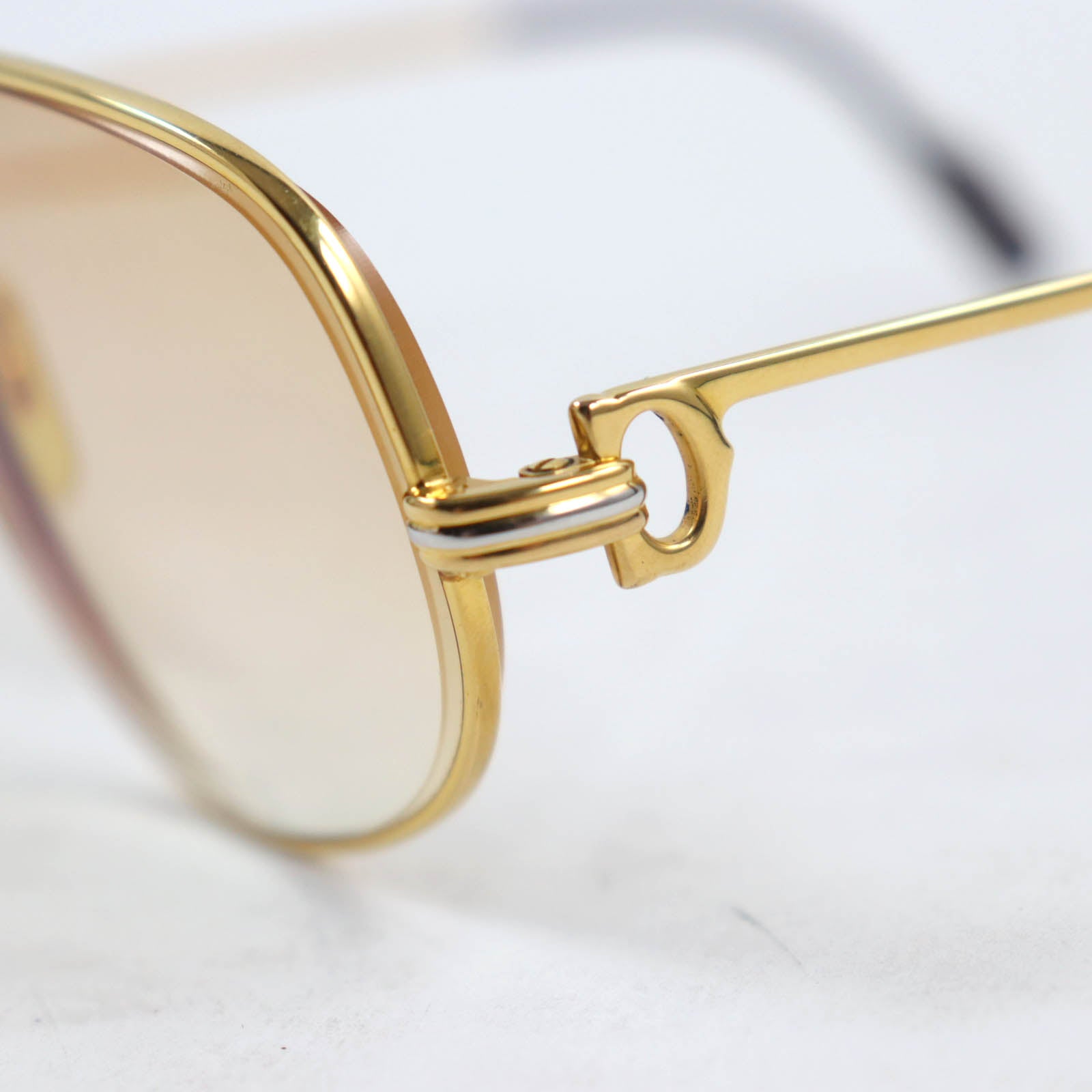 Cartier Trinity Logo Teardrop Sunglasses Gold Brown