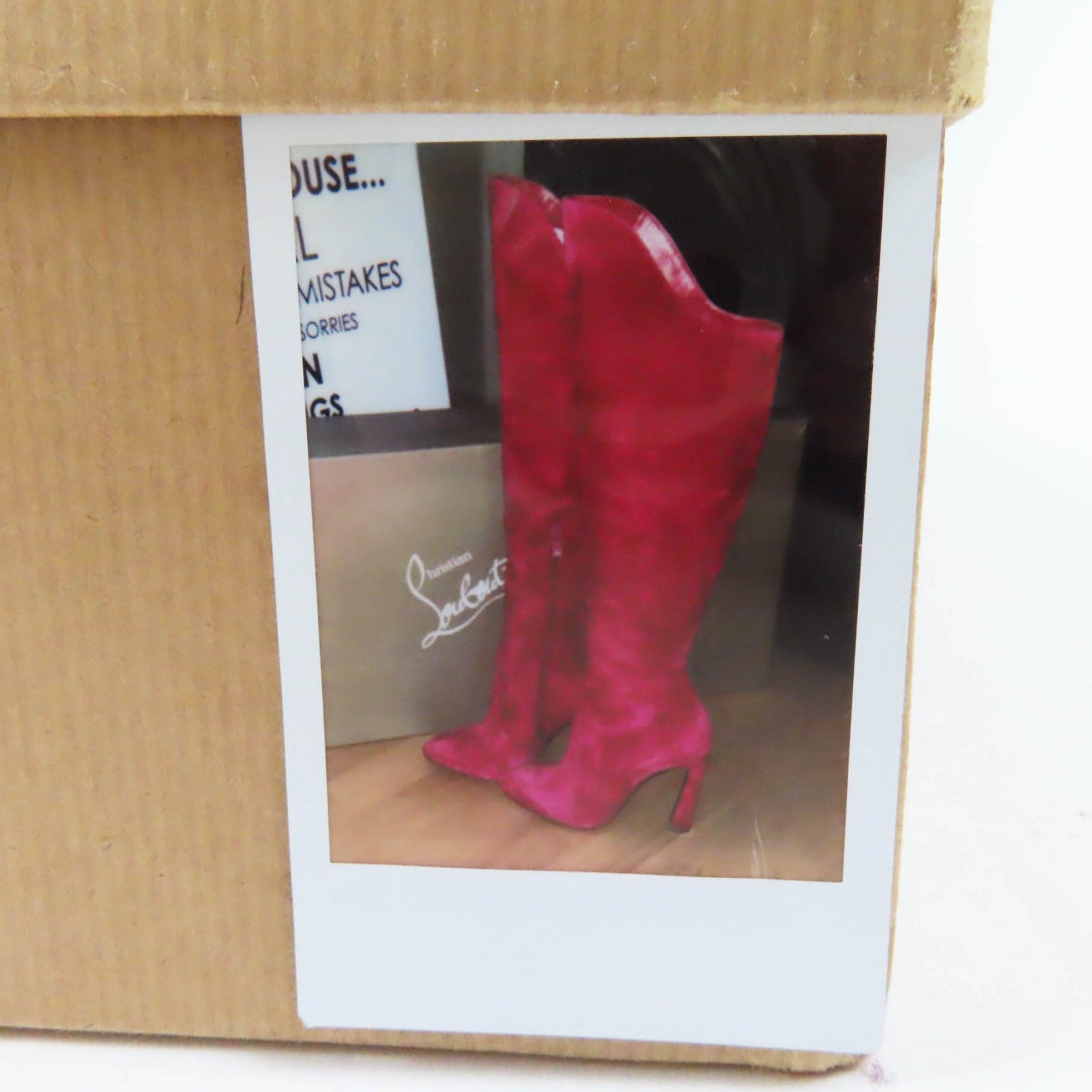 Christian Louboutin Suede Knee High Boots Pink