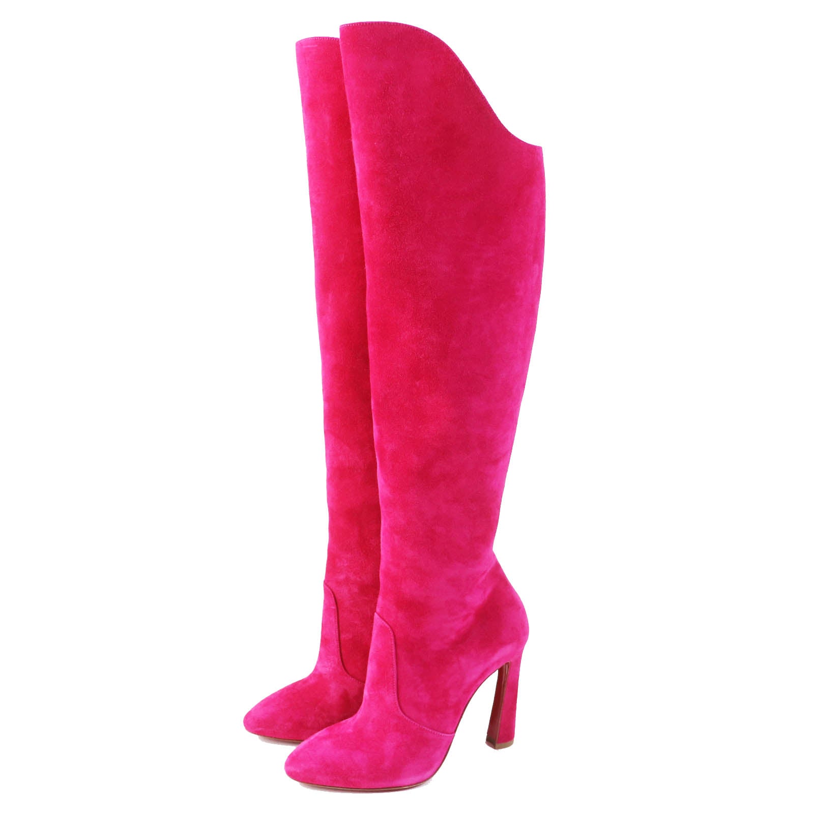 Christian Louboutin Suede Knee High Boots Pink