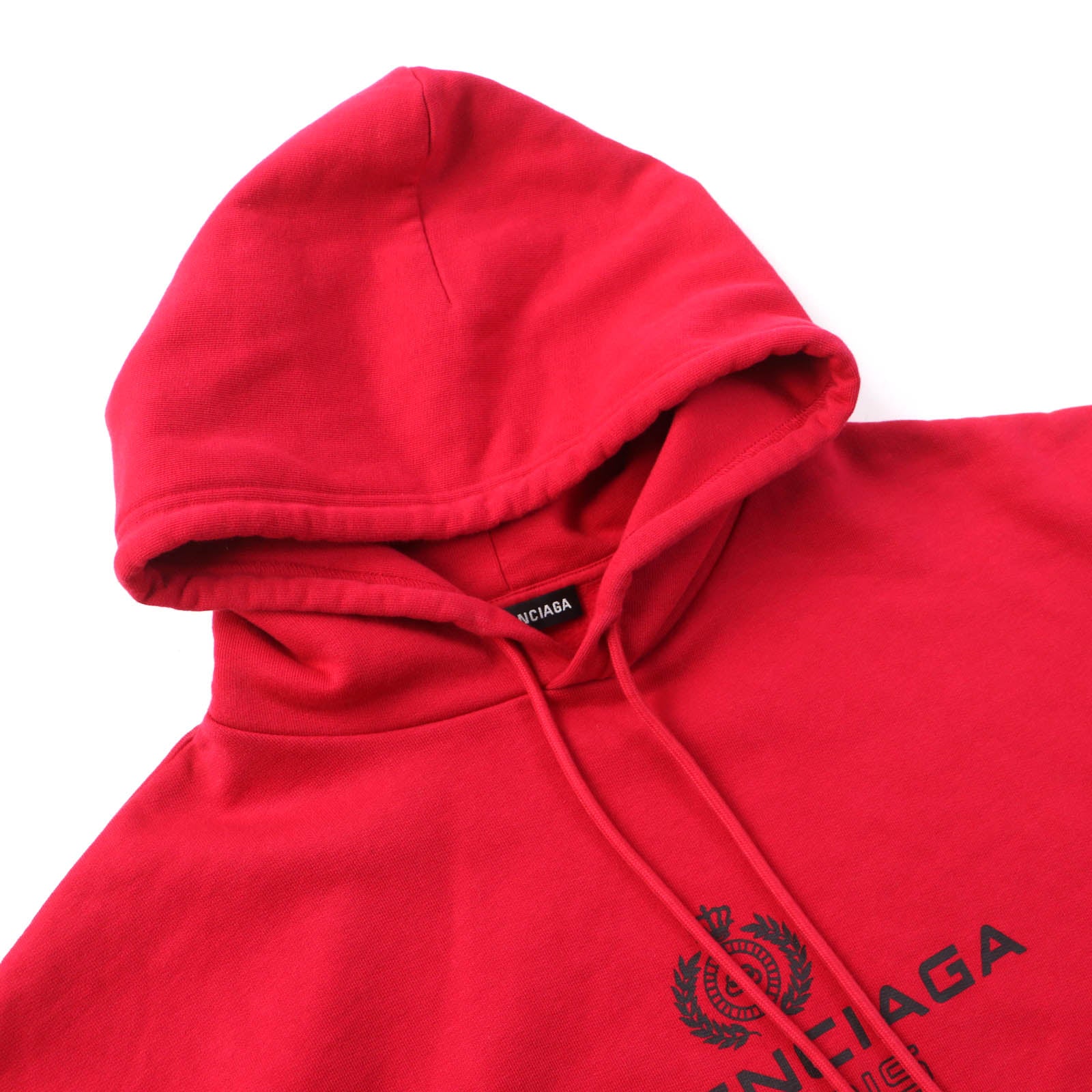 Balenciaga Cotton Logo Print Pullover Hoodie Red XXL