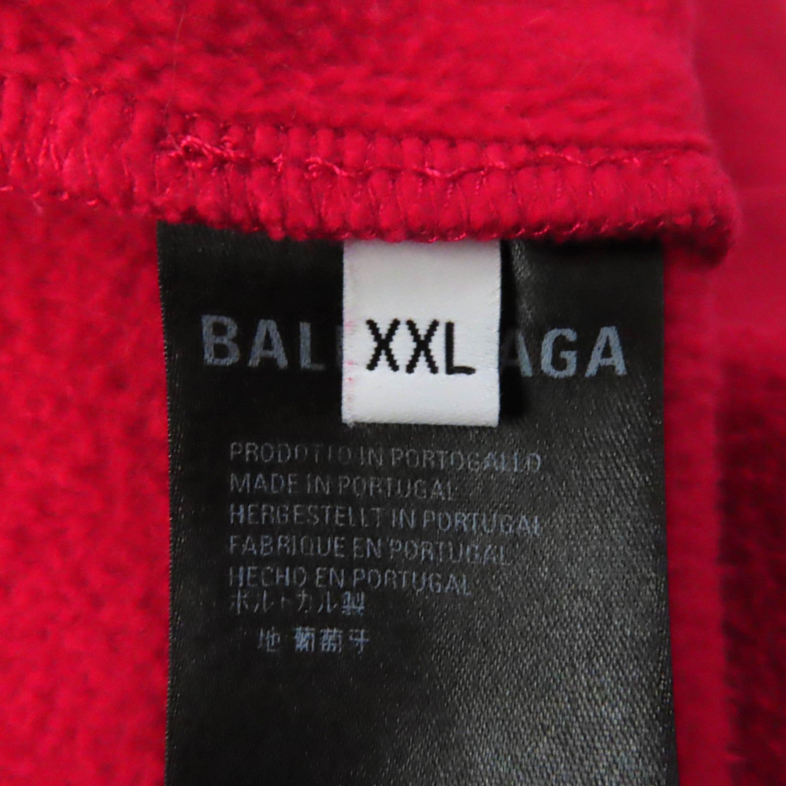 Balenciaga Cotton Logo Print Pullover Hoodie Red XXL