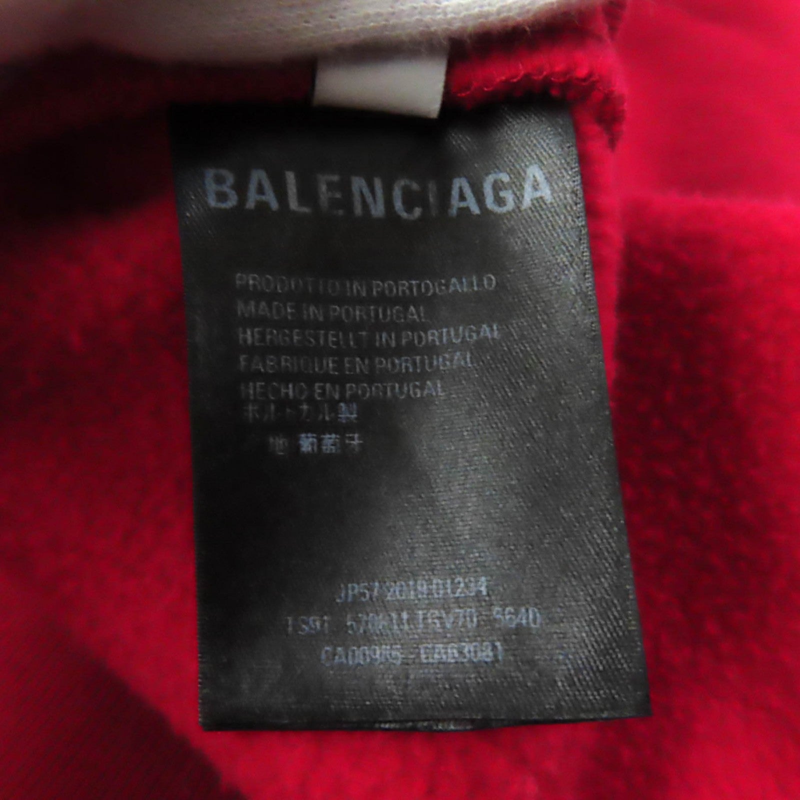 Balenciaga Cotton Logo Print Pullover Hoodie Red XXL