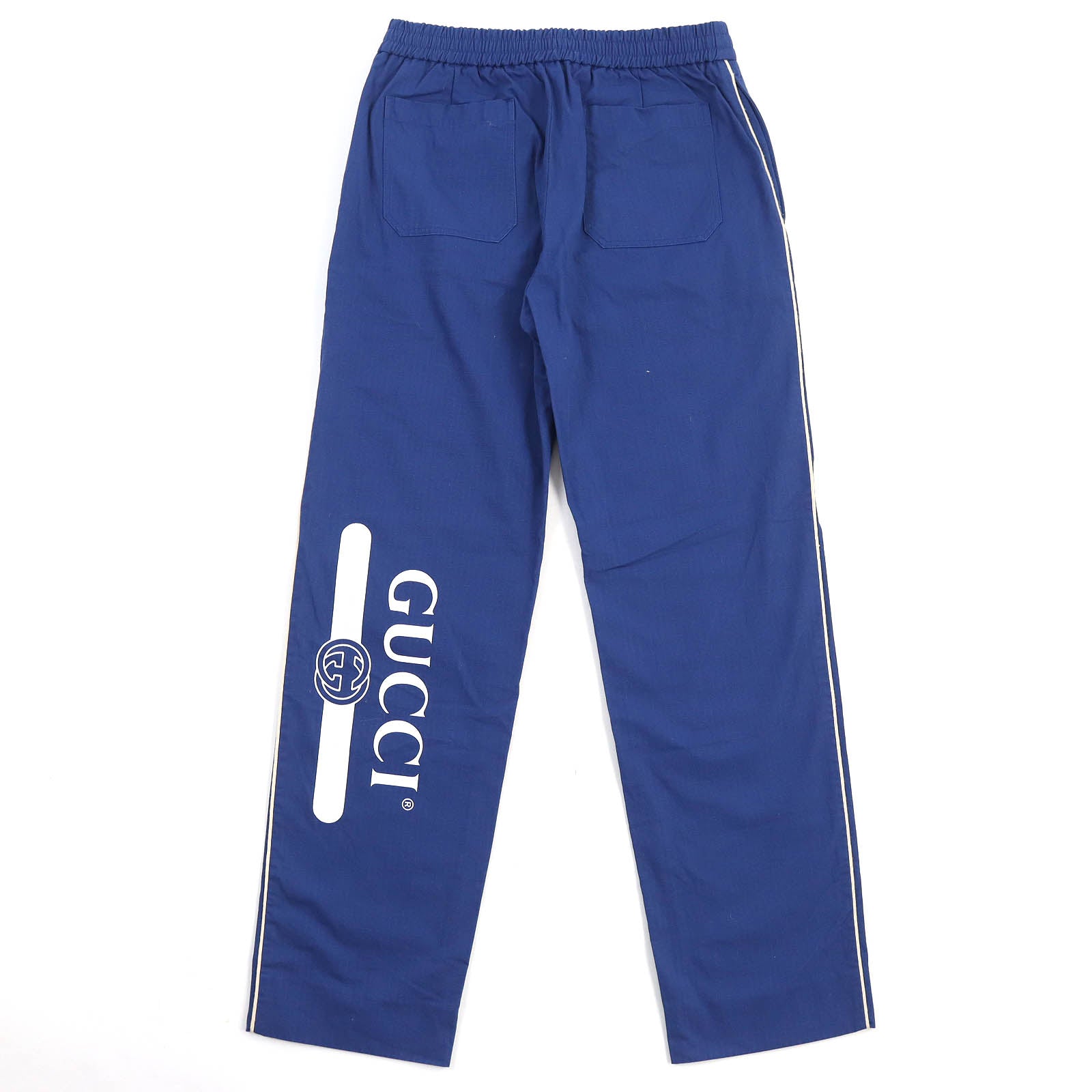 GUCCI Logo Print Straight Long Pants Blue