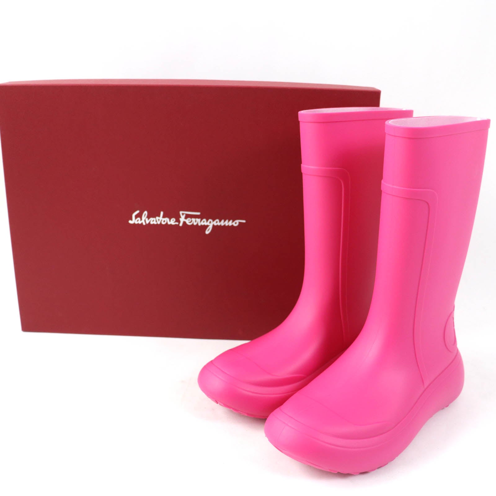 Salvatore Ferragamo Gancini Rubber Boots Pink