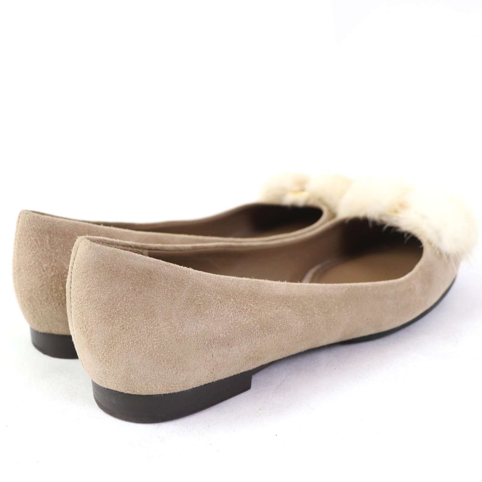 Salvatore Ferragamo Mink Fur Suede Ballet Flats