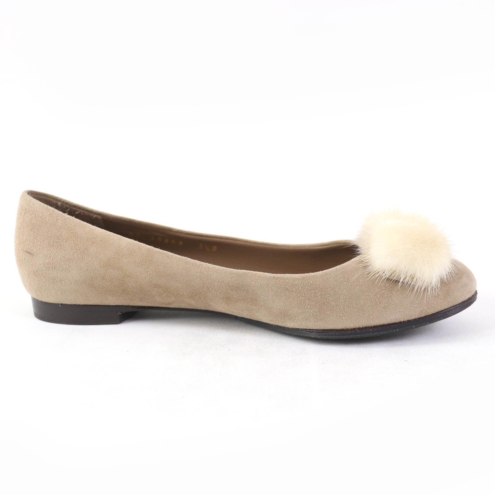 Salvatore Ferragamo Mink Fur Suede Ballet Flats