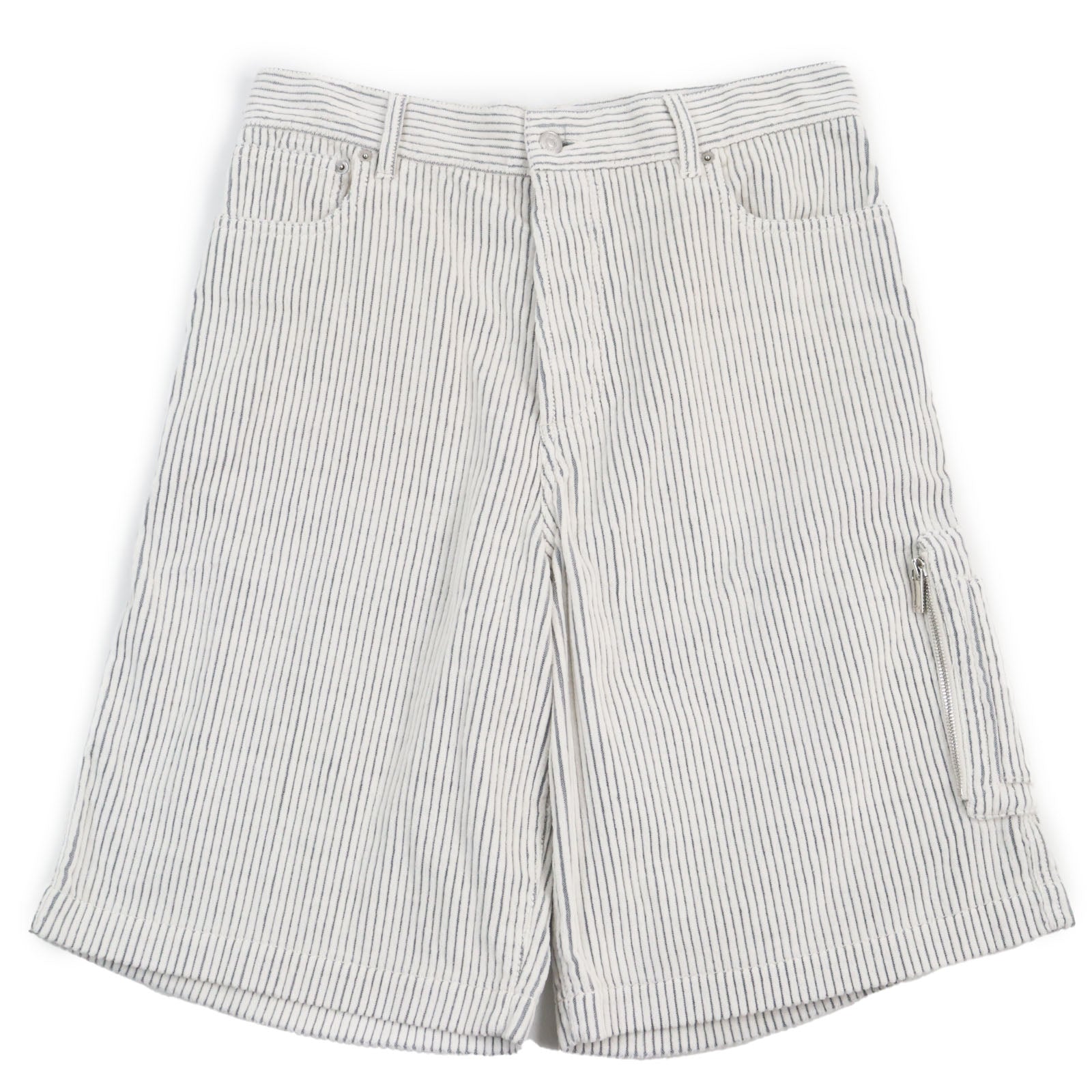 Dior Saddle Pocket Stripe Shorts White Gray 30