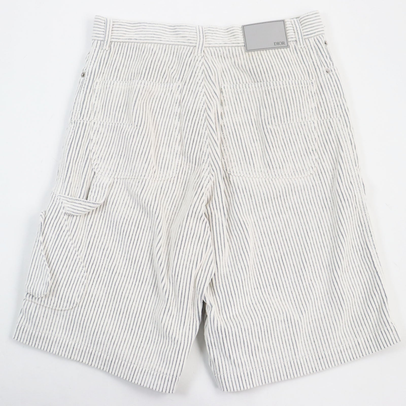 Dior Saddle Pocket Stripe Shorts White Gray 30