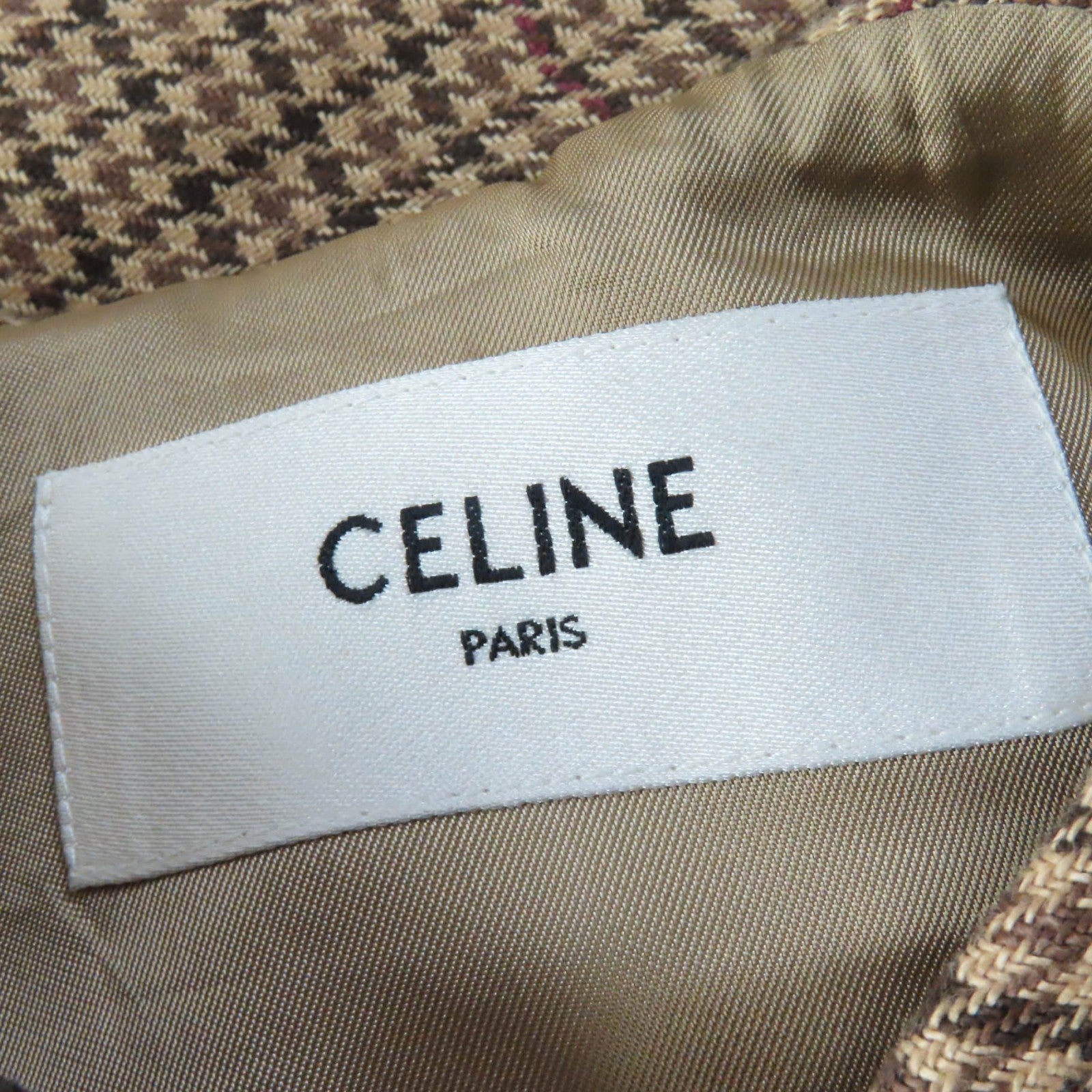 Celine Linen Houndstooth Hooded Cape Poncho