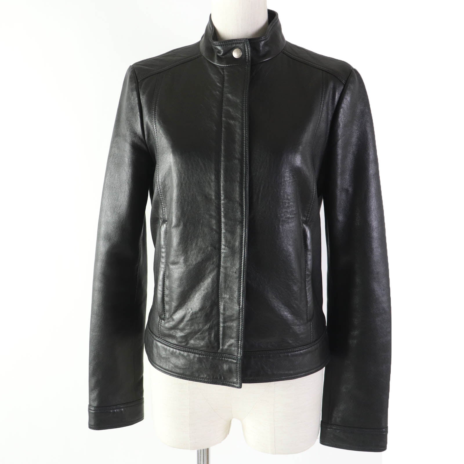 Gucci Lamb Leather Rayon Riders Jacket Black Women