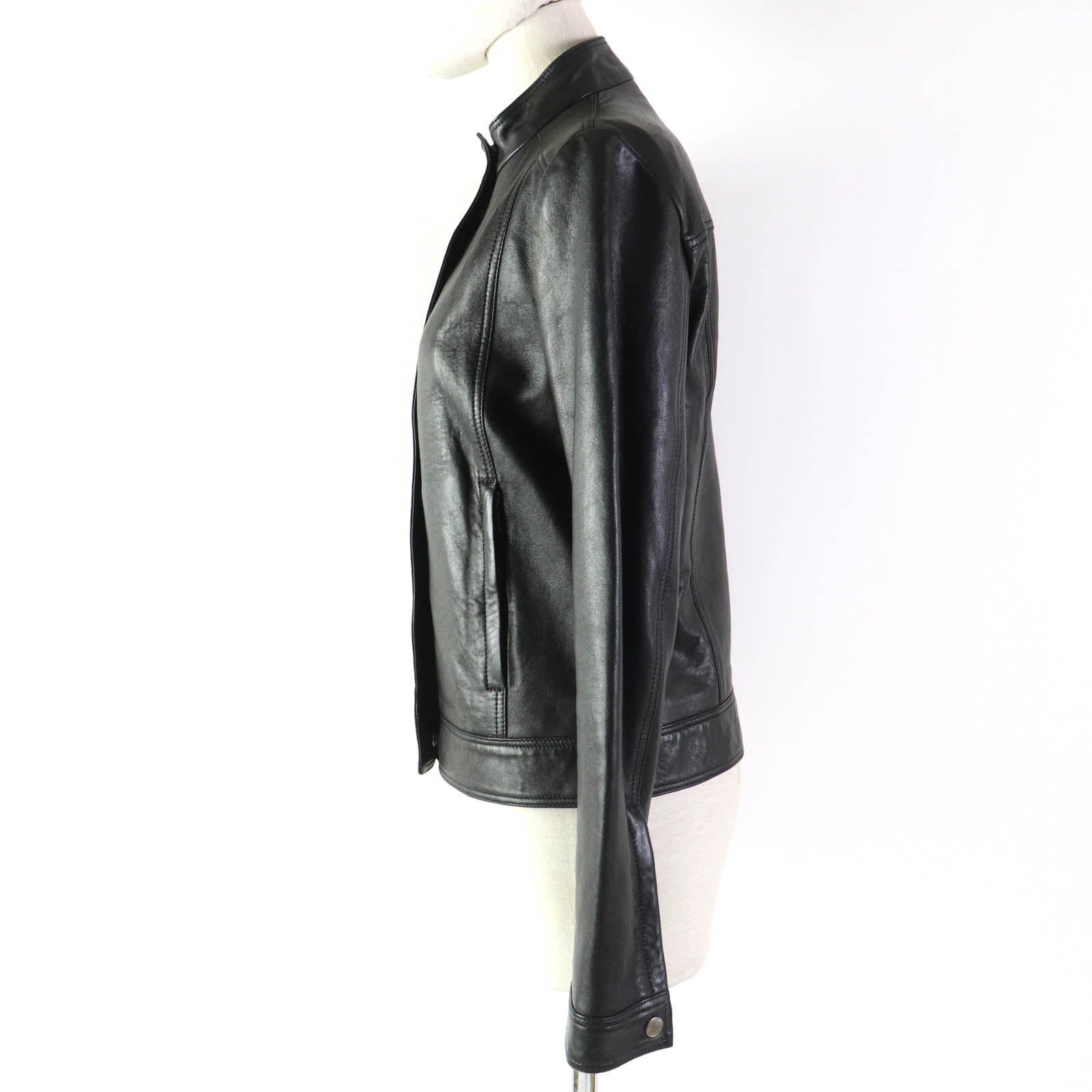 Gucci Lamb Leather Rayon Riders Jacket Black Women