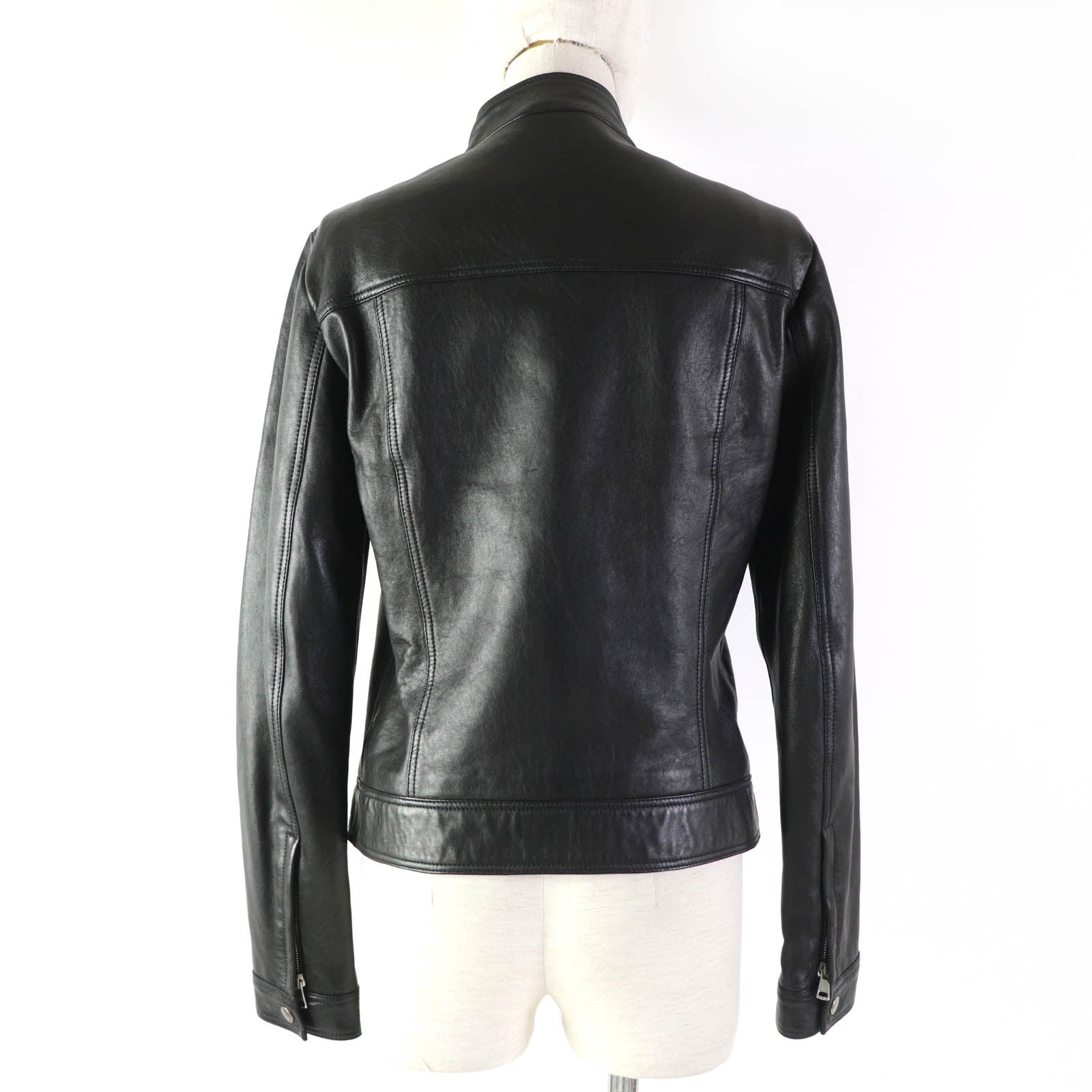 Gucci Lamb Leather Rayon Riders Jacket Black Women