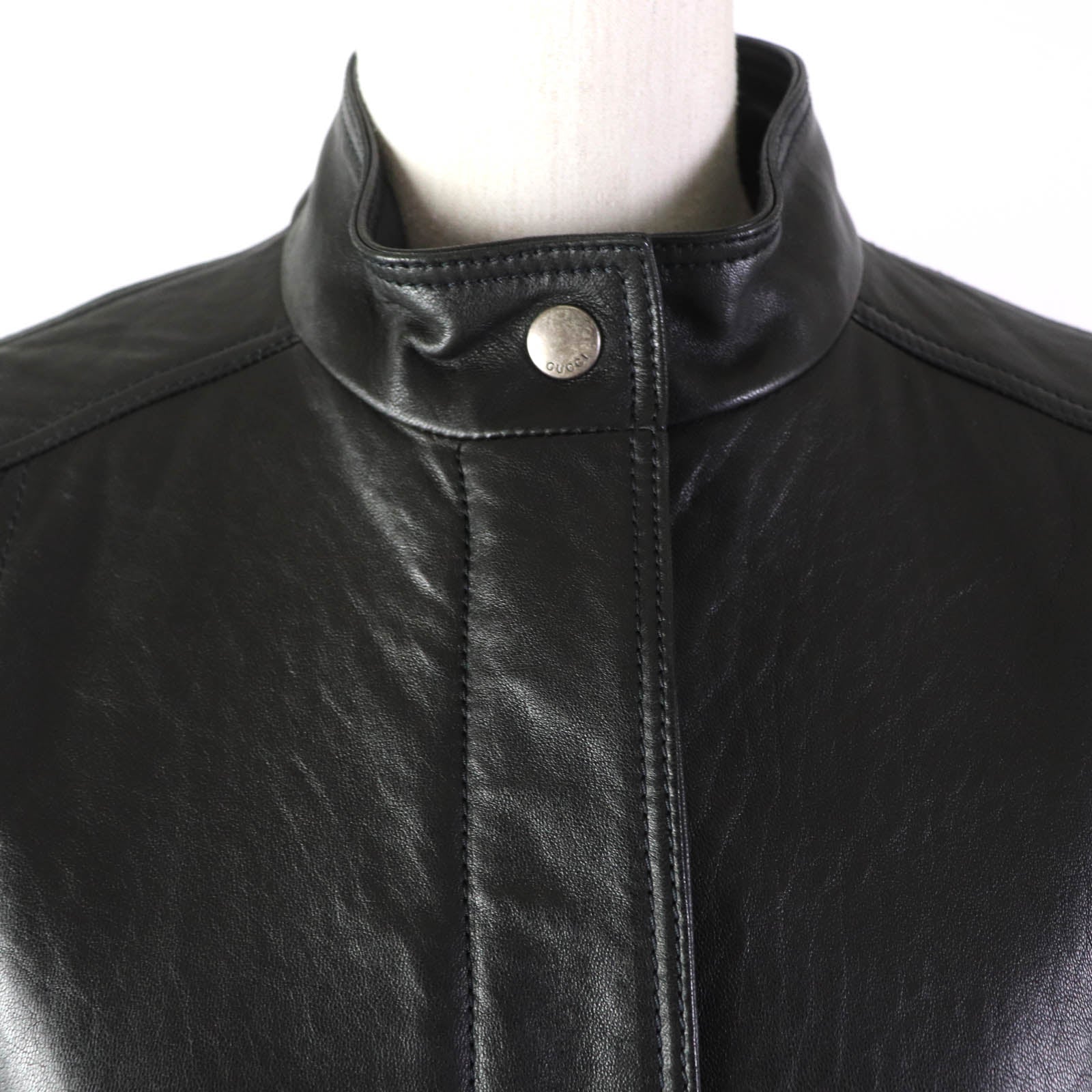 Gucci Lamb Leather Rayon Riders Jacket Black Women