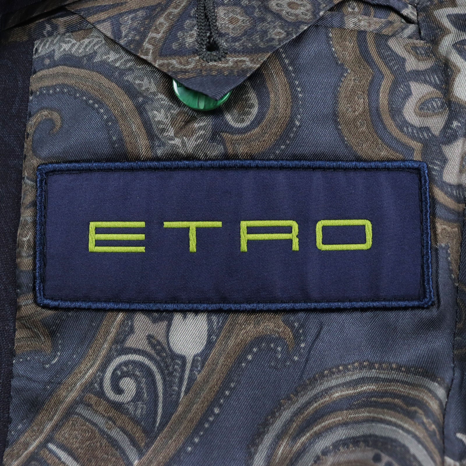 ETRO Wool Elastane 3P Suit Navy Paisley