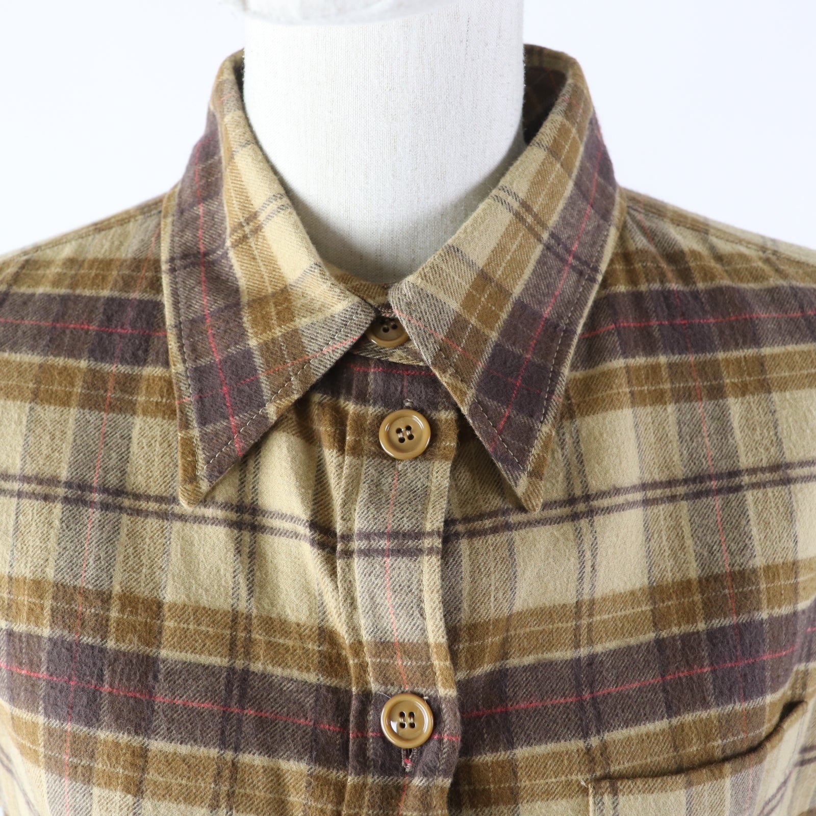 GUCCI Cotton Check Sleeveless Shirt Brown 40