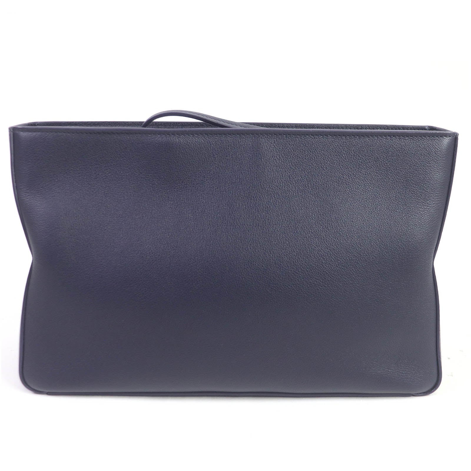 Ferragamo Leather Logo Clutch Bag Navy