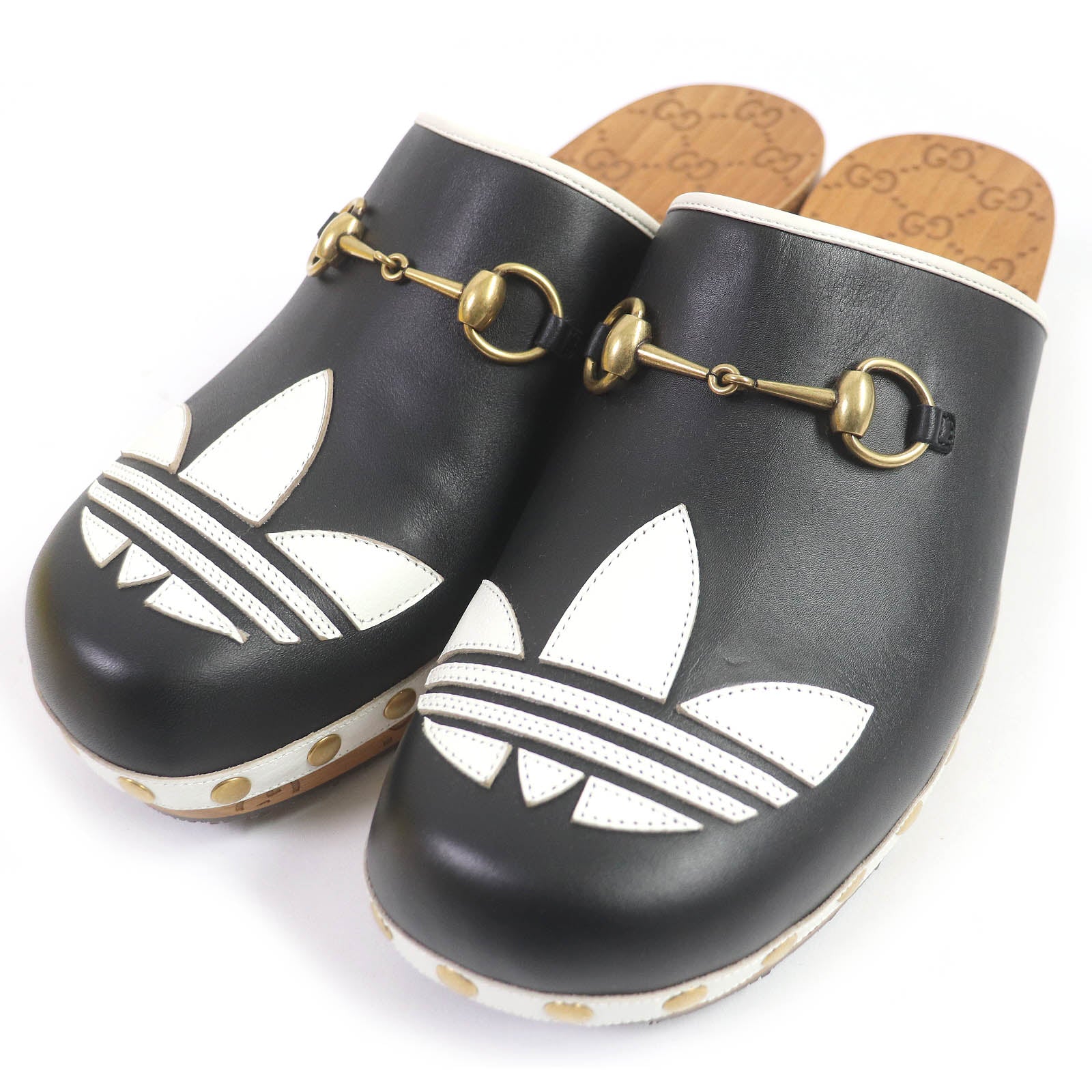 Adidas Gucci Trefoil Clog Leather Sandals Black