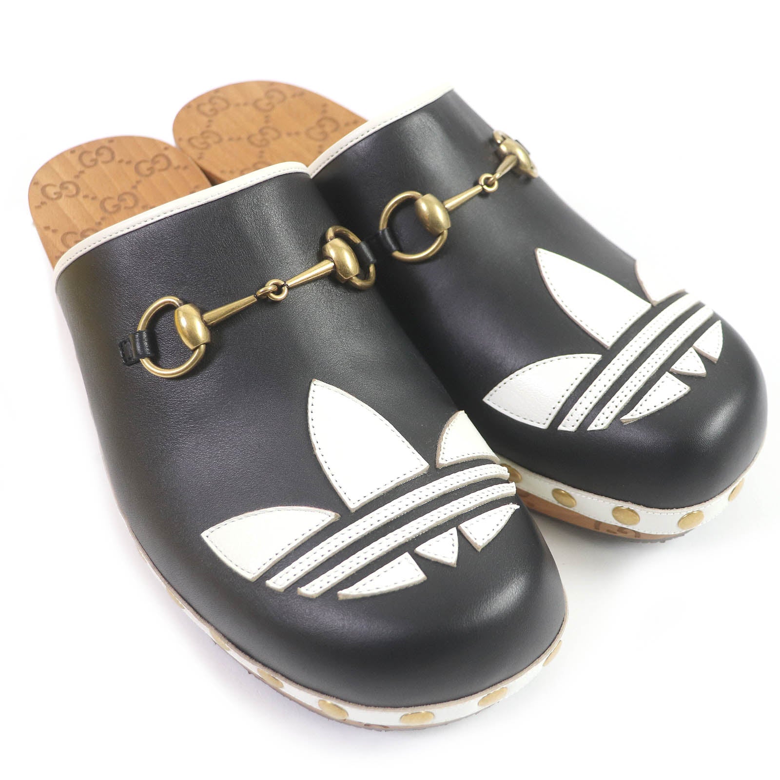 Adidas Gucci Trefoil Clog Leather Sandals Black