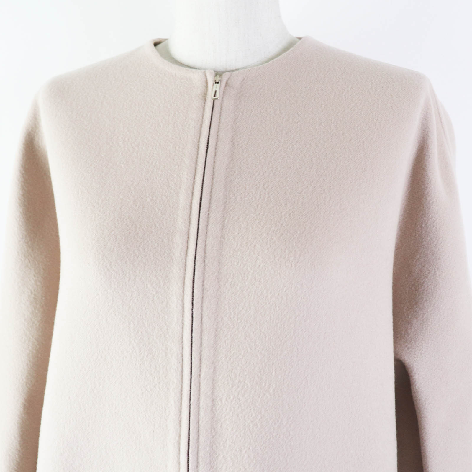 Hermes Cashmere No Collar Zip-up Long Coat