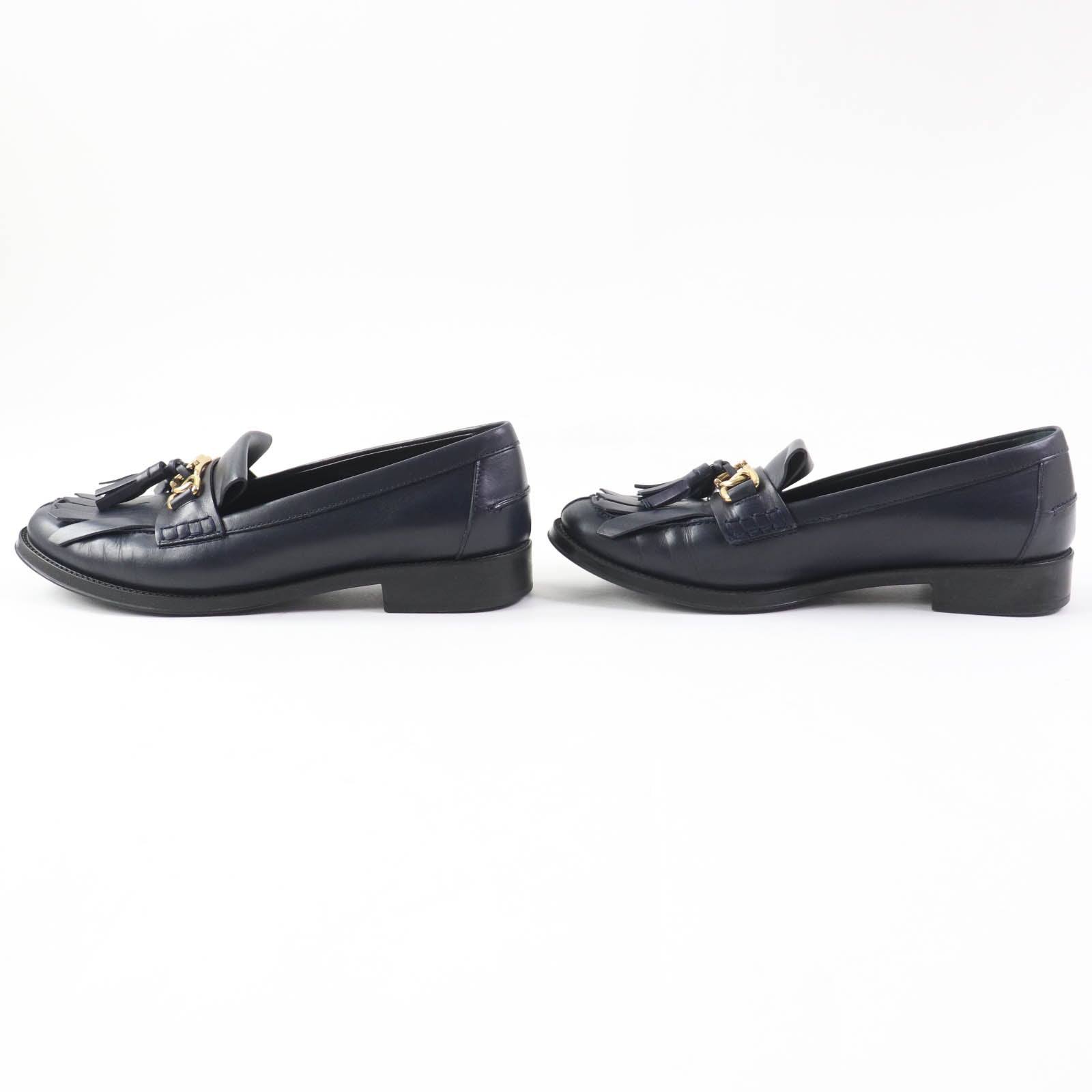 Tod's Leather Tassel Loafers Dark Navy 38.5