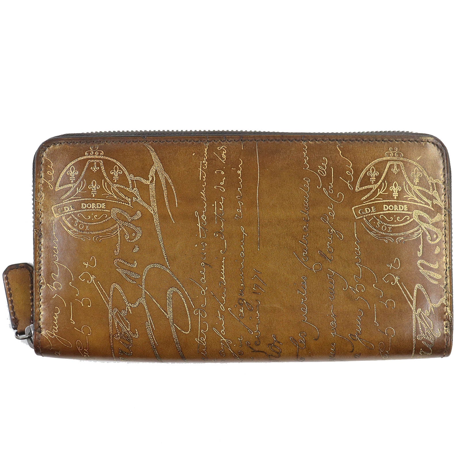 Berluti Itauba Calligraphy Golden Patine Zip Around Wallet