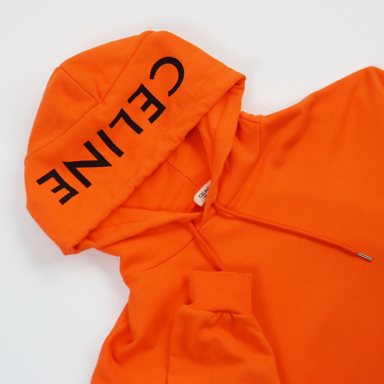 Celine Cotton Loose Hoodie Sweatshirt Orange M