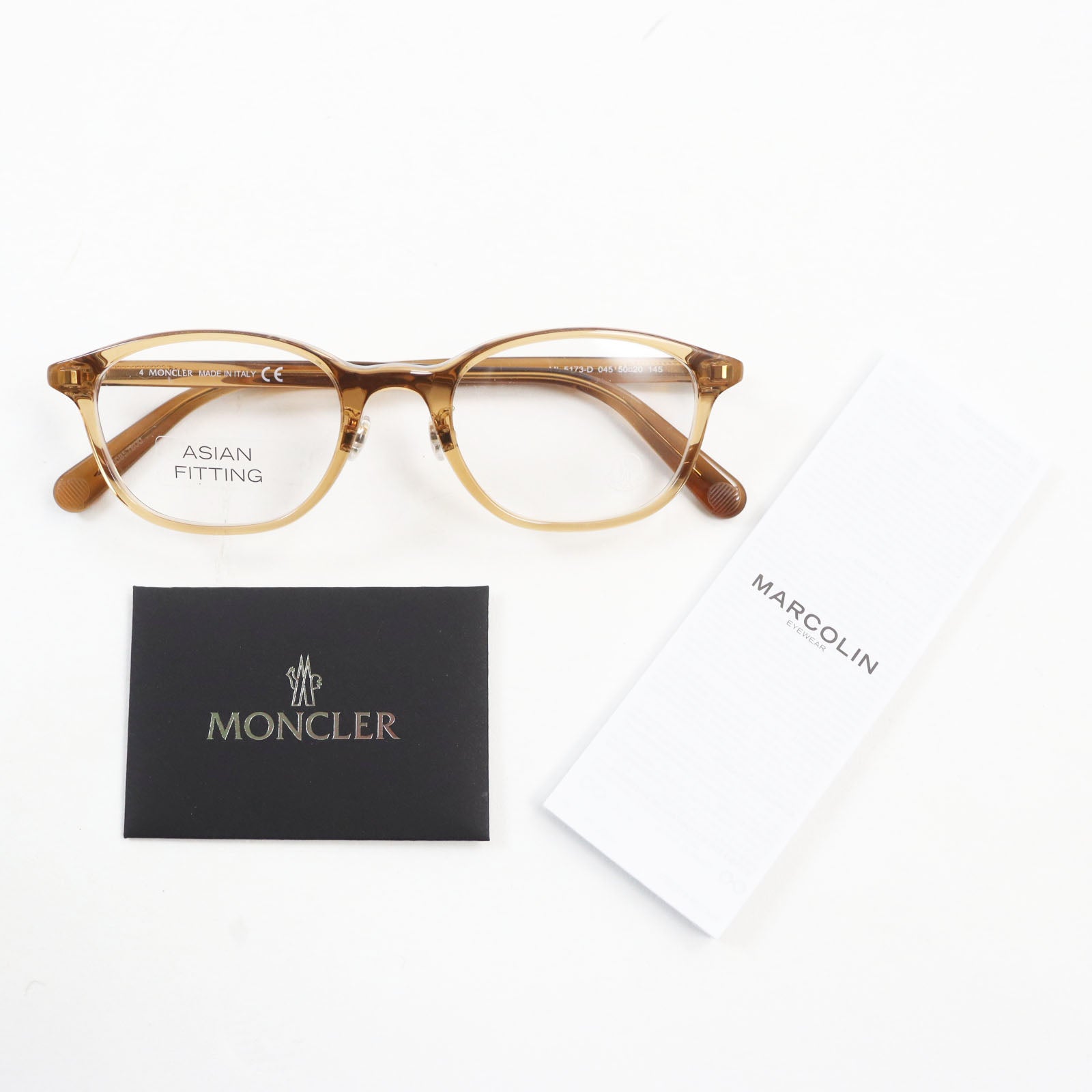 Moncler ML5173 Logo Glasses Eyewear Clear Brown