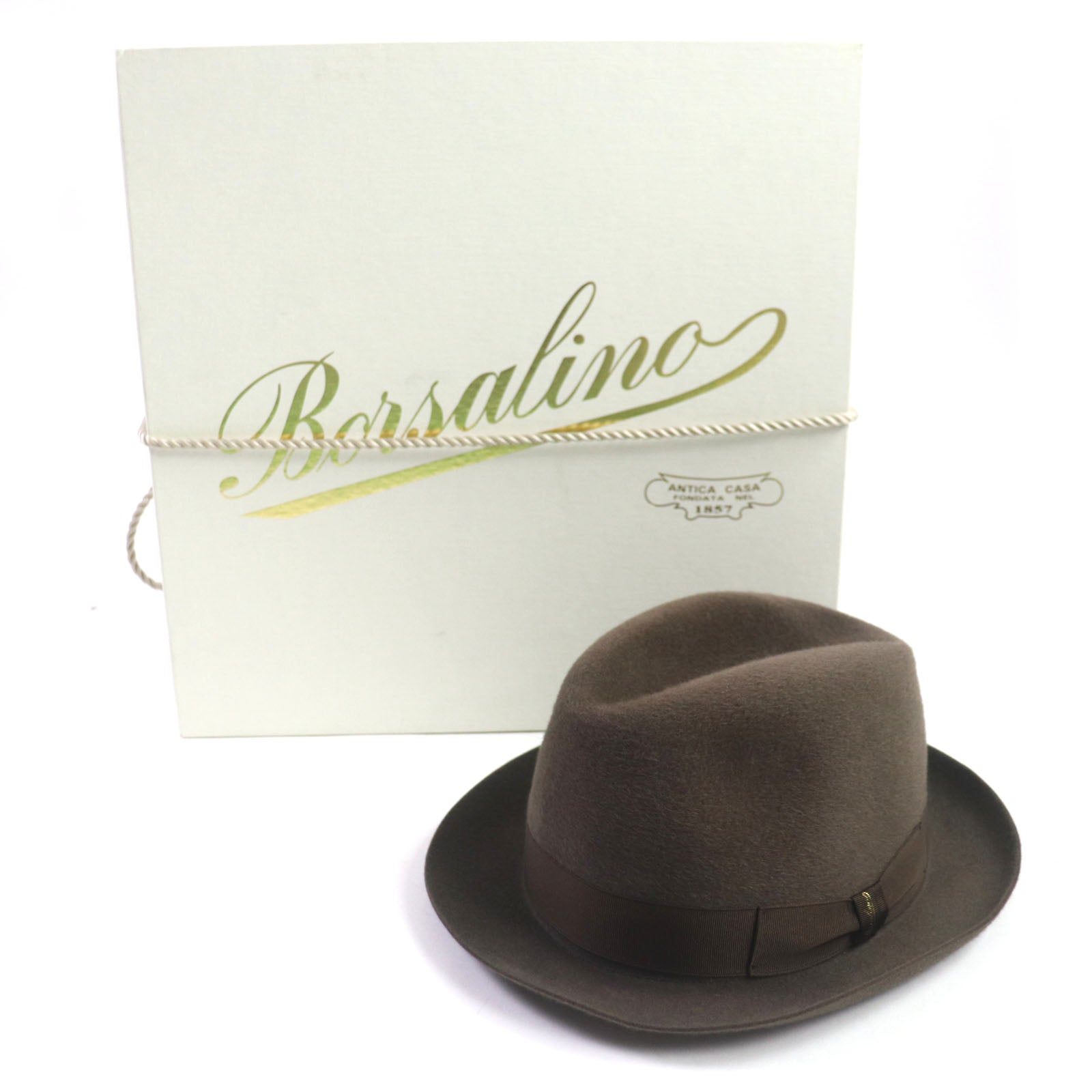 Borsalino Wool Felt Fedora Hat Brown 57