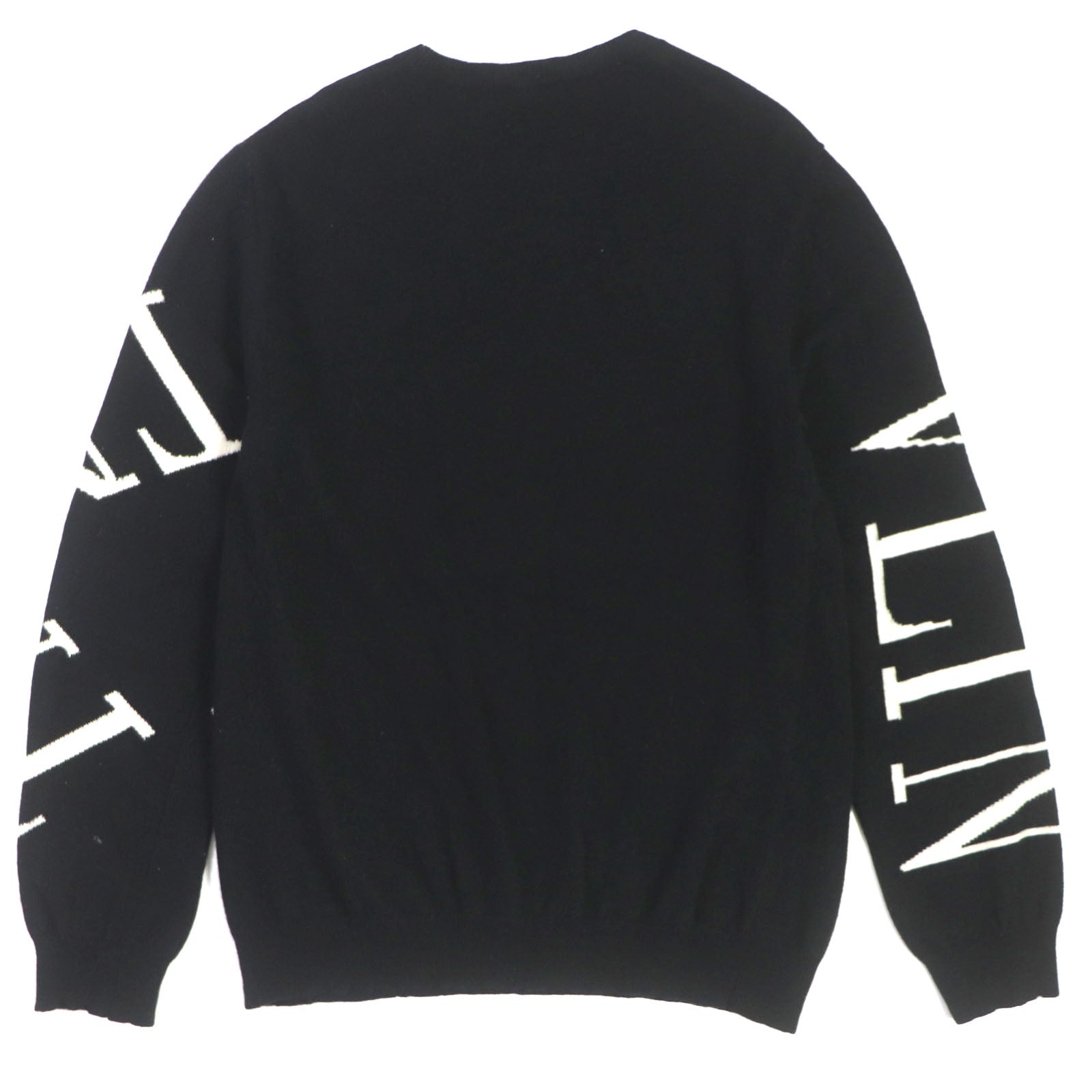 Valentino Wool Cashmere VLTN Logo Crew Neck Knit Black S