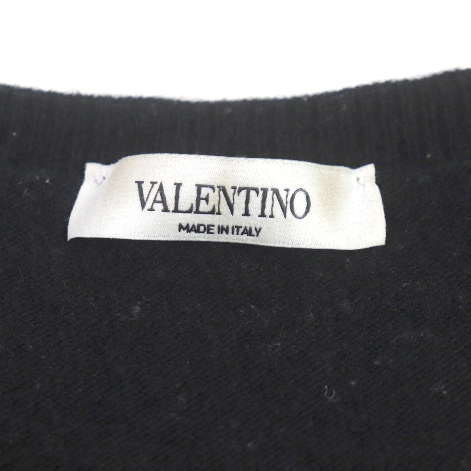 Valentino Wool Cashmere VLTN Logo Crew Neck Knit Black S