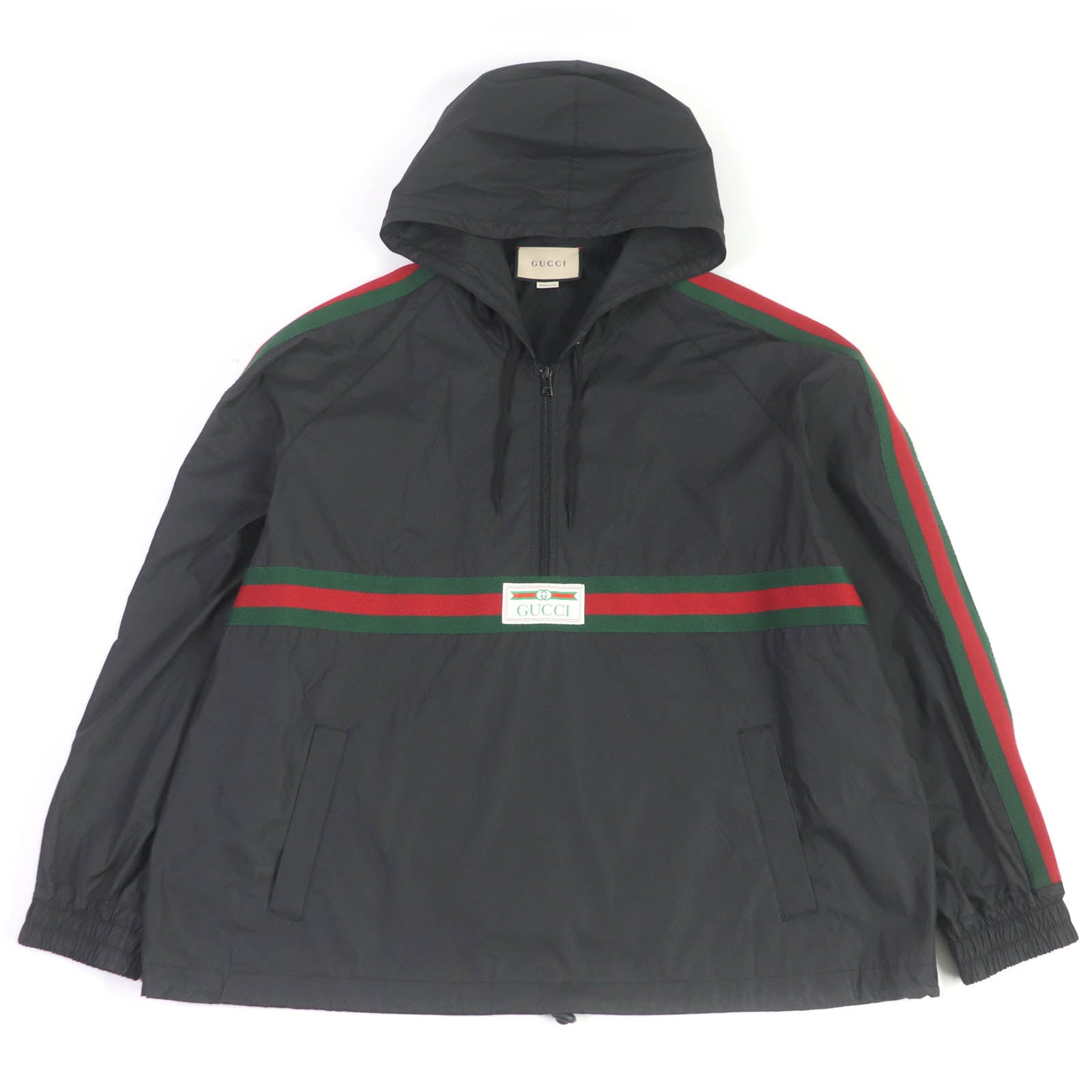 GUCCI Canvas Windbreaker Anorak with Logo Patch