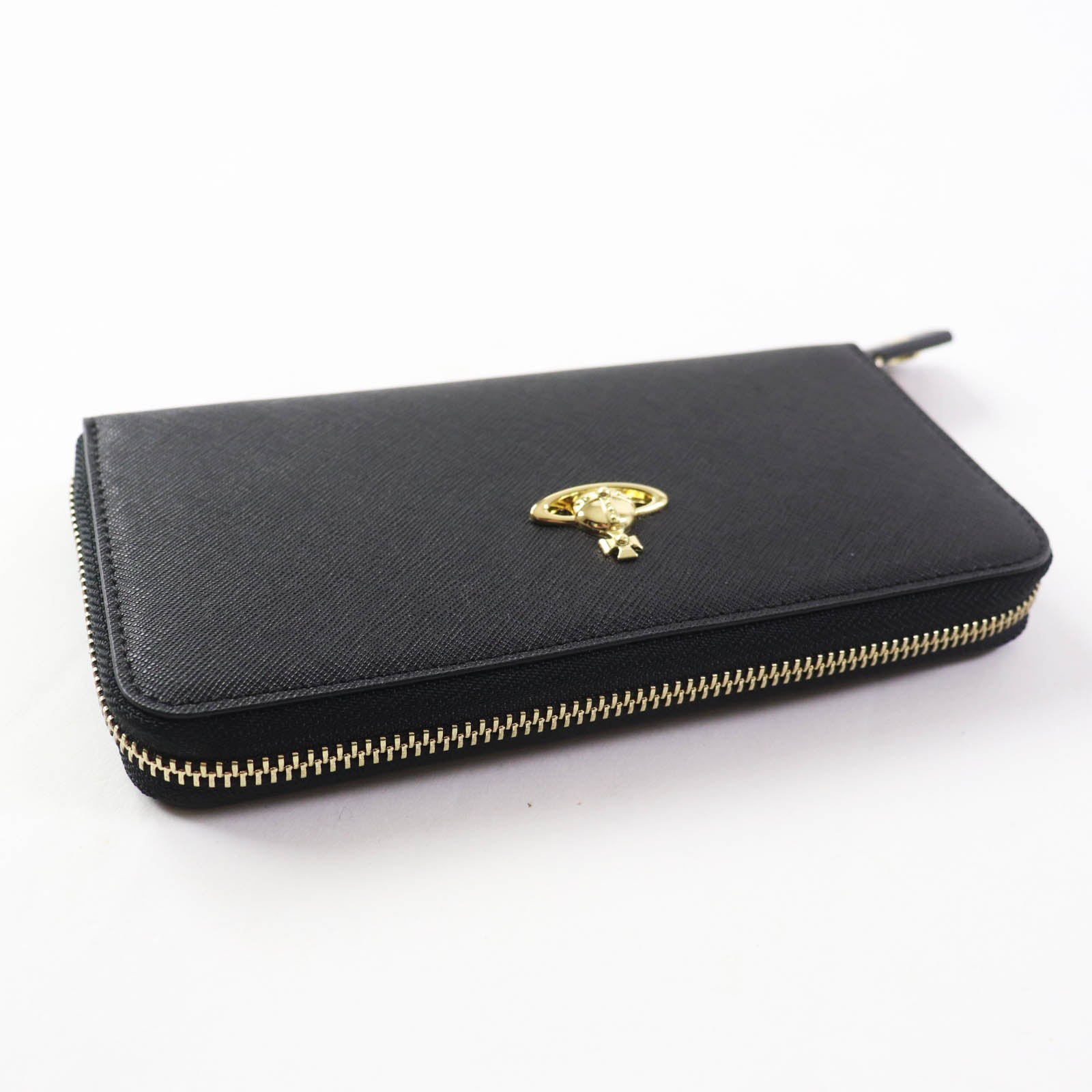 Vivienne Westwood OrbMetal Zip Wallet Black Gold