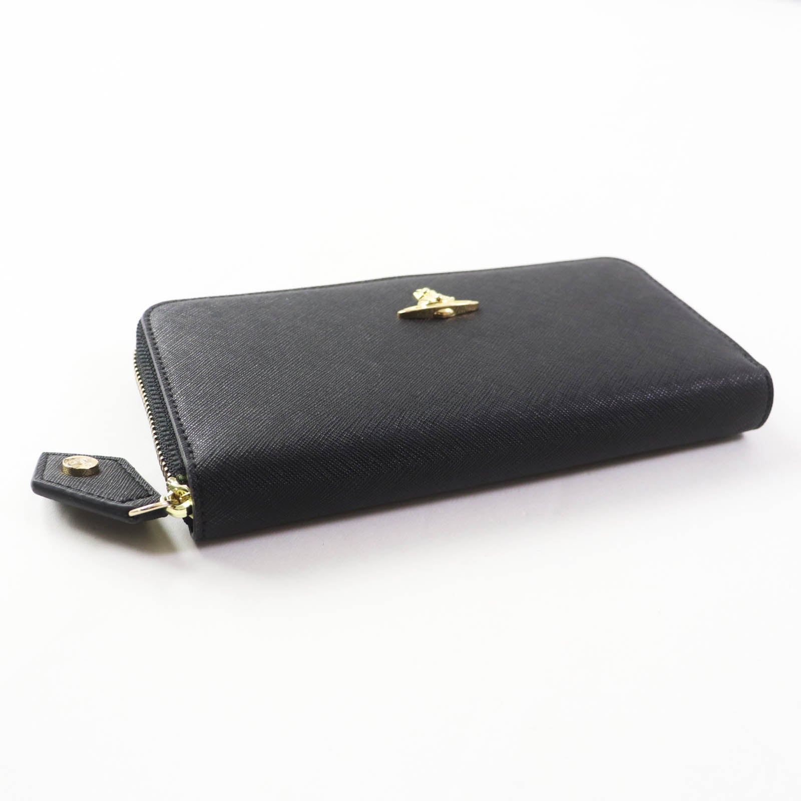 Vivienne Westwood OrbMetal Zip Wallet Black Gold