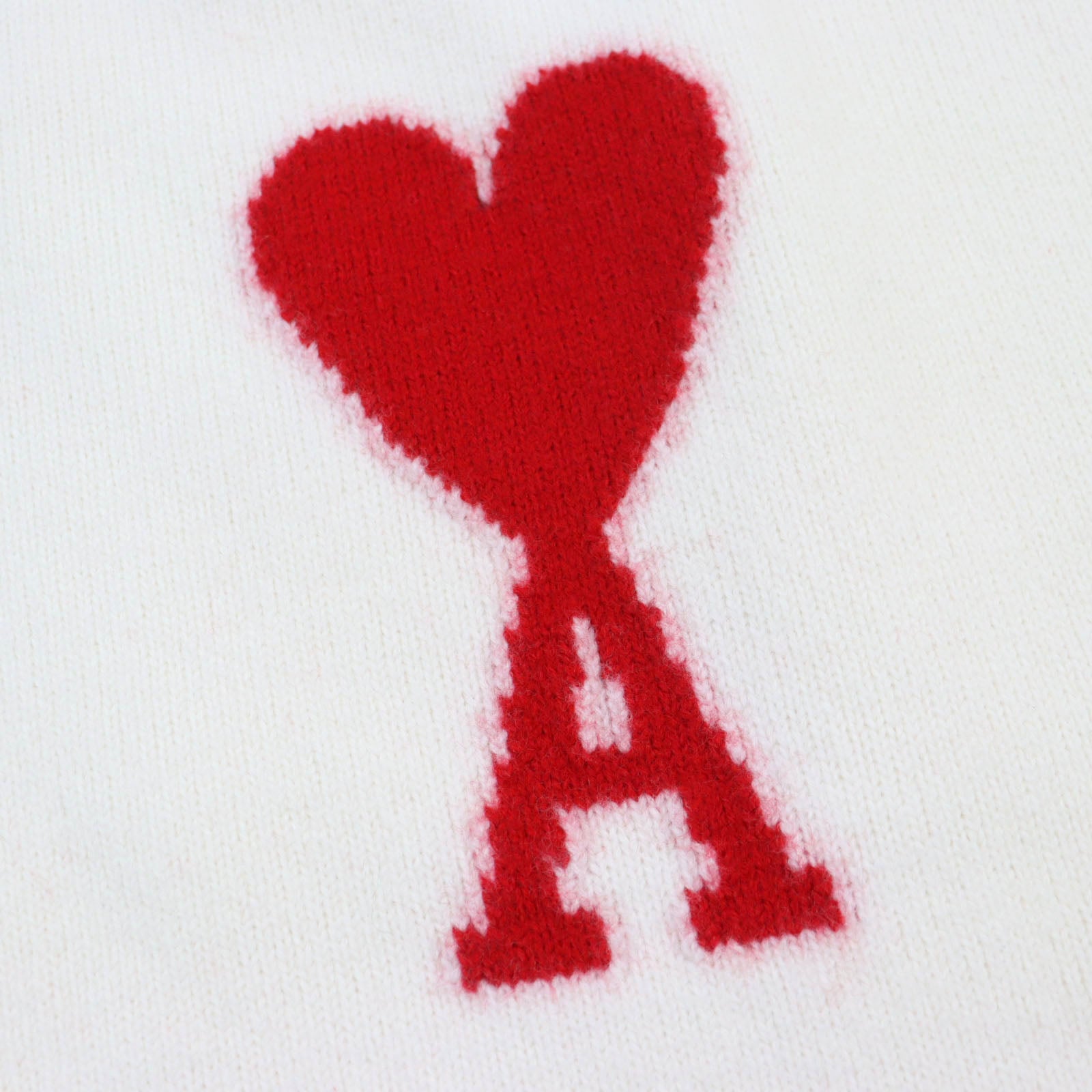 AMI DE COEUR Wool Heart Logo Knit Ivory XL