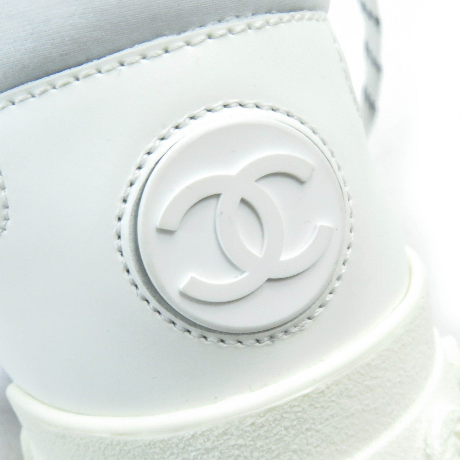 Chanel COCO Mark Mesh Leather Sneakers White Black