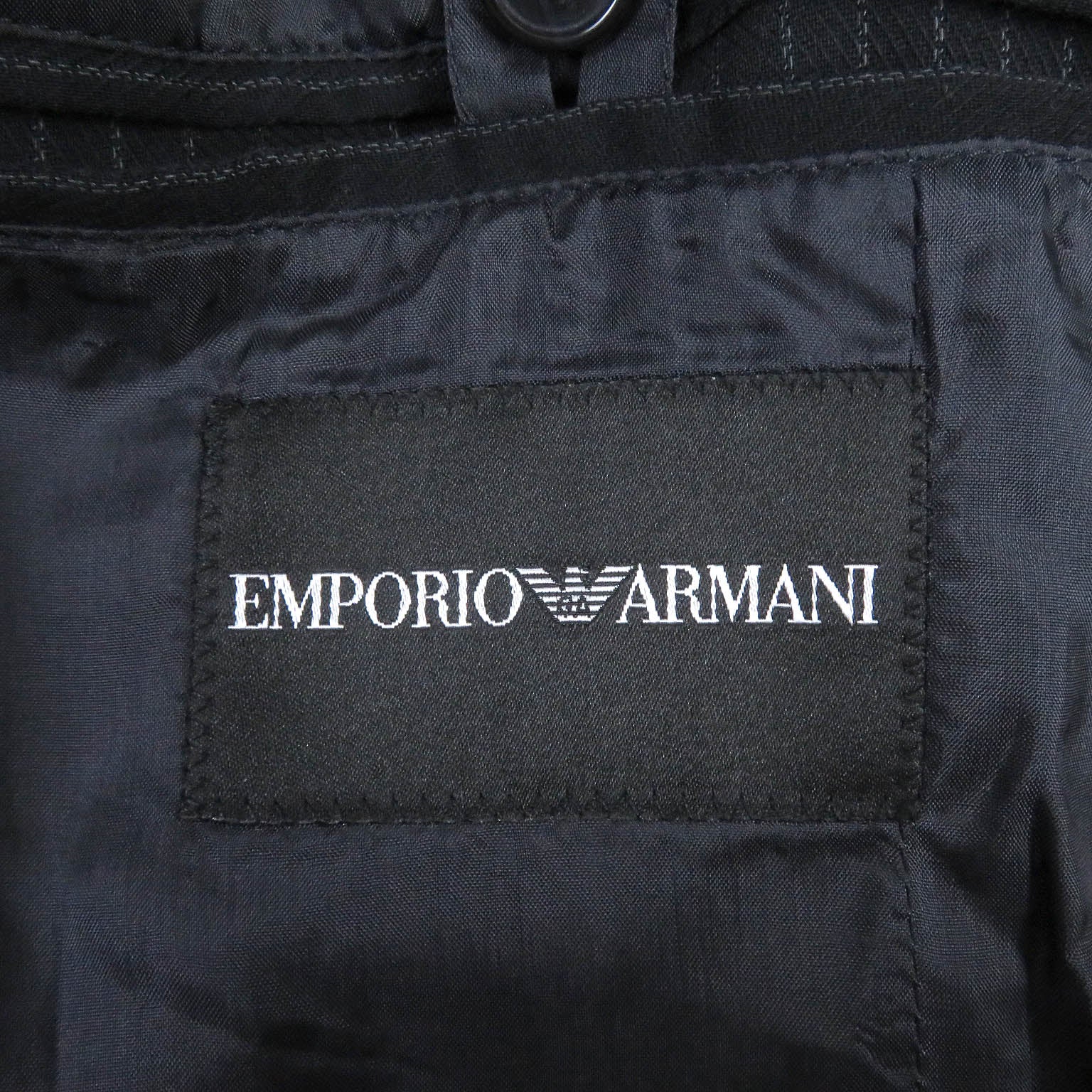 Emporio Armani Wool Nylon Suit Black Stripe