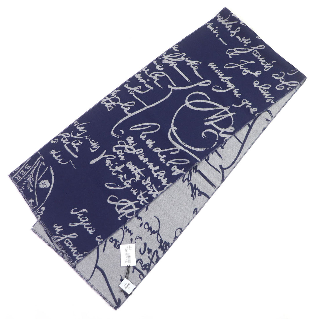 Berluti Wool Calligraphy Scritto Fringe Scarf