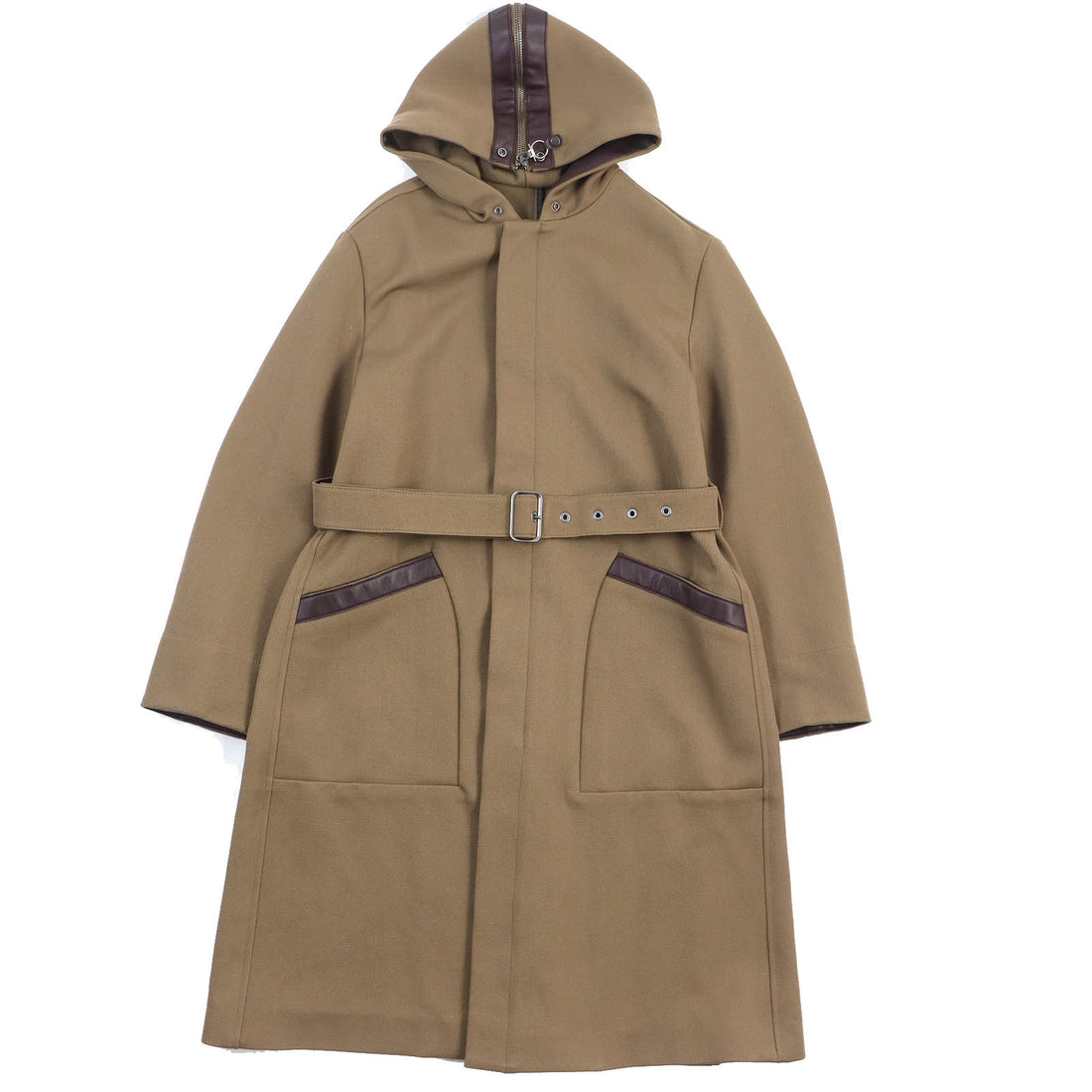 Salvatore Ferragamo Nylon Wool Lamb Leather Coat