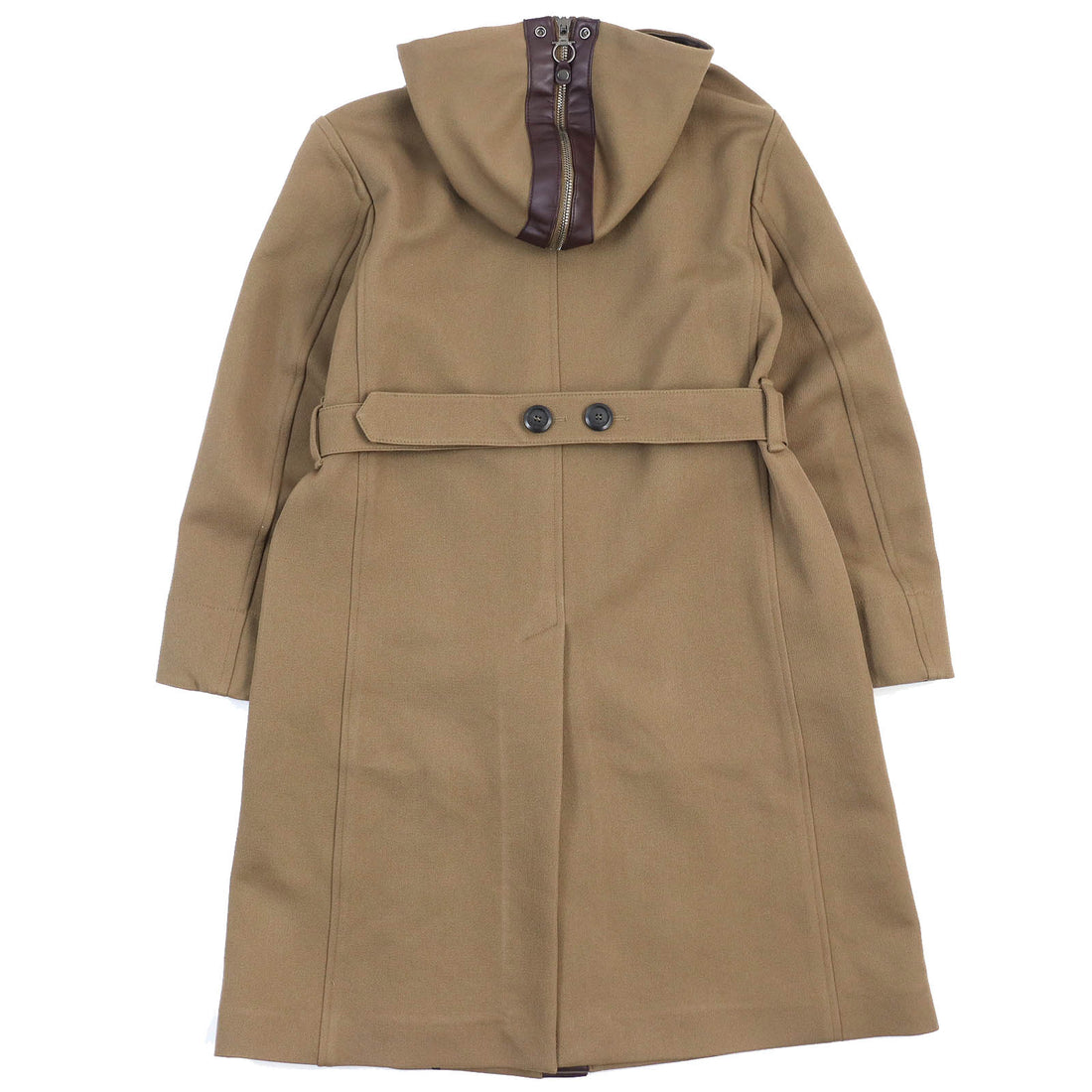 Salvatore Ferragamo Nylon Wool Lamb Leather Coat