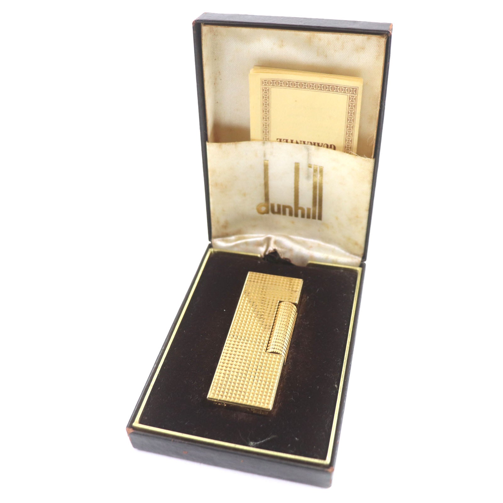 Dunhill Square Diamond Head Roller Gas Lighter Gold