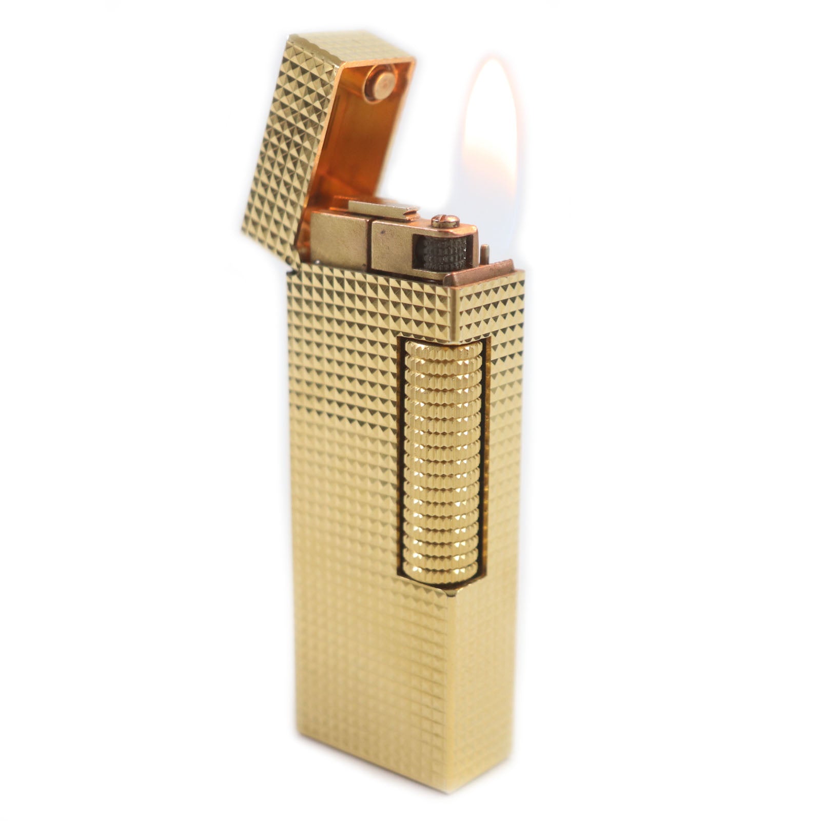 Dunhill Square Diamond Head Roller Gas Lighter Gold