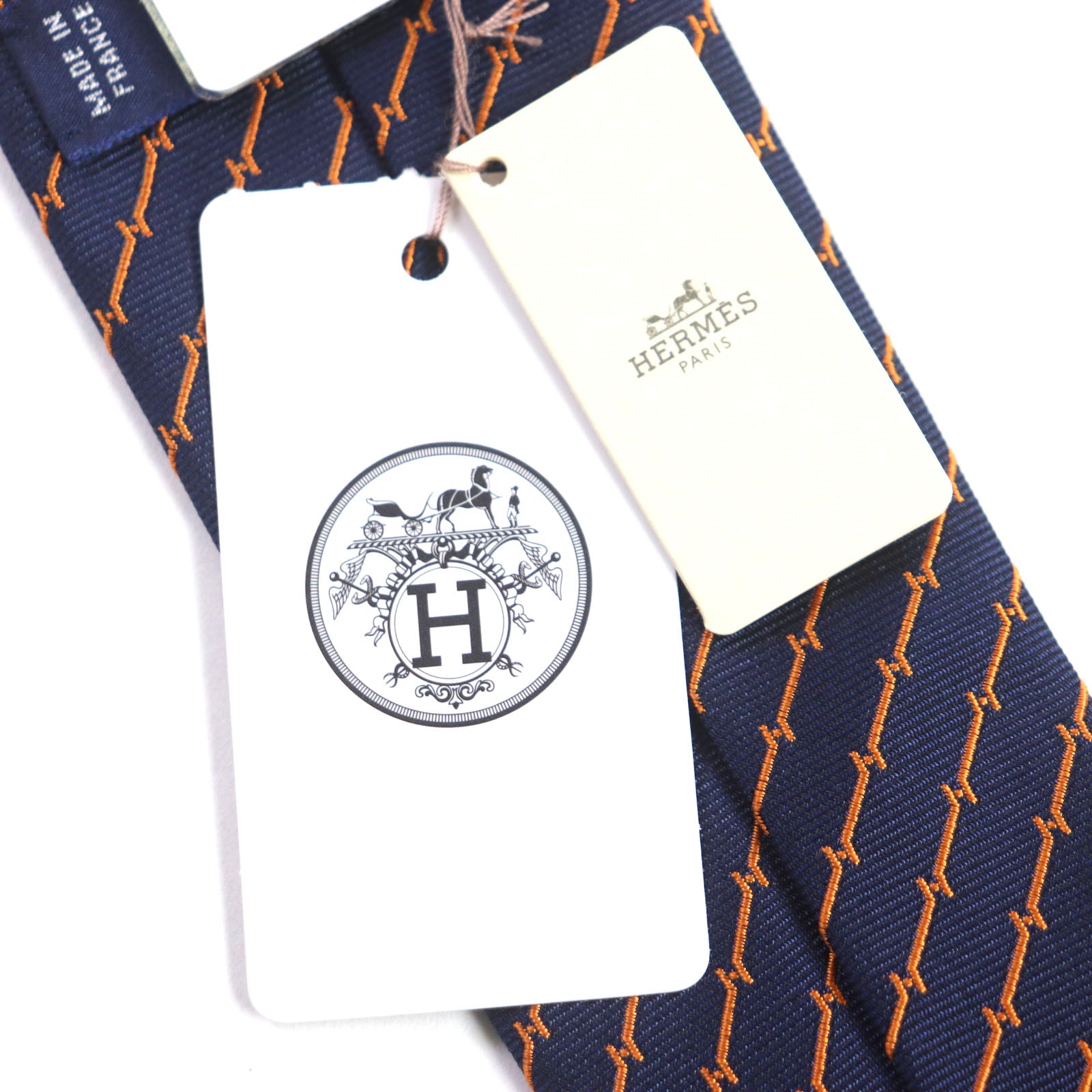 Hermes Silk Tie H Logo Stripe 2.8"