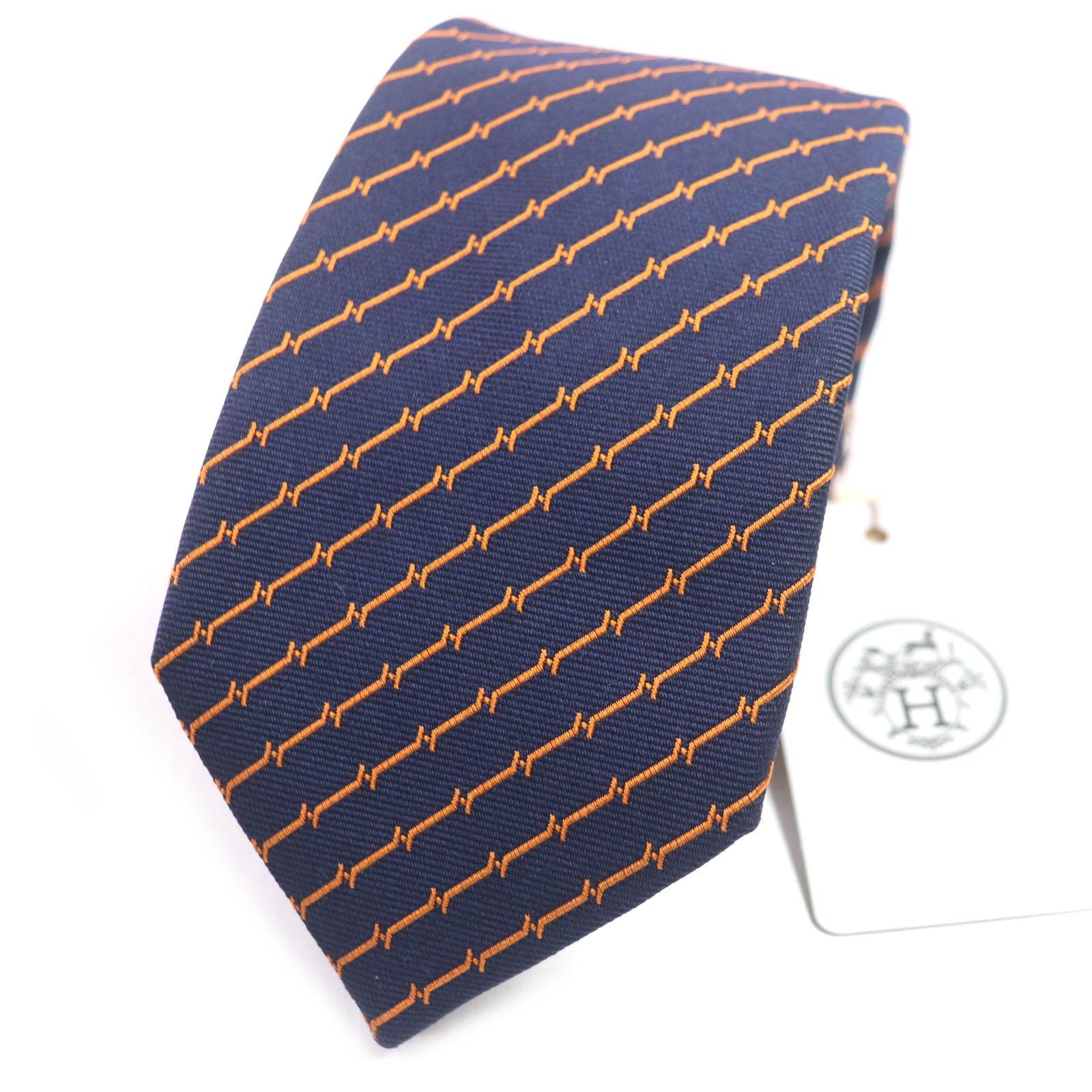 Hermes Silk Tie H Logo Stripe 2.8"