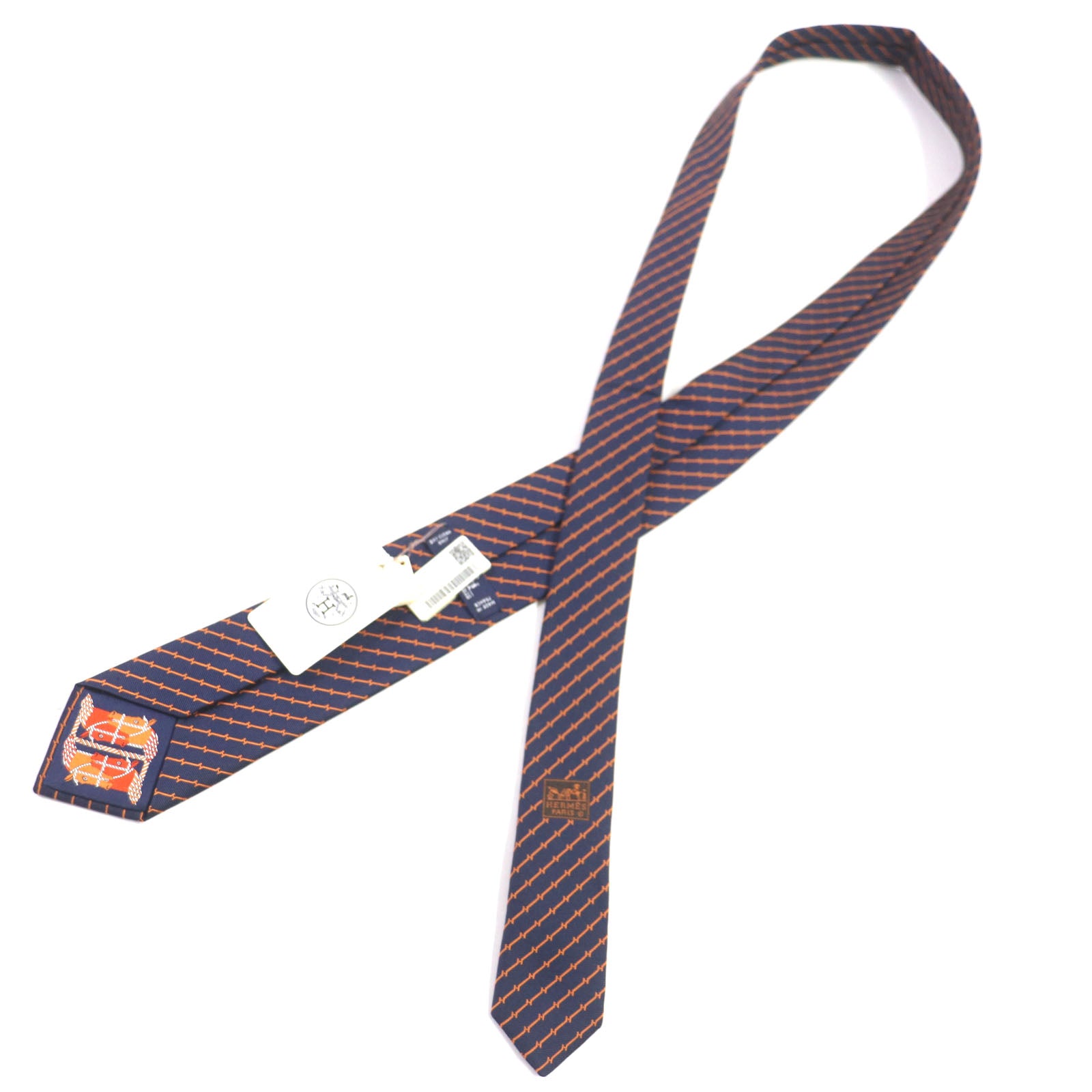 Hermes Silk Tie H Logo Stripe 2.8"